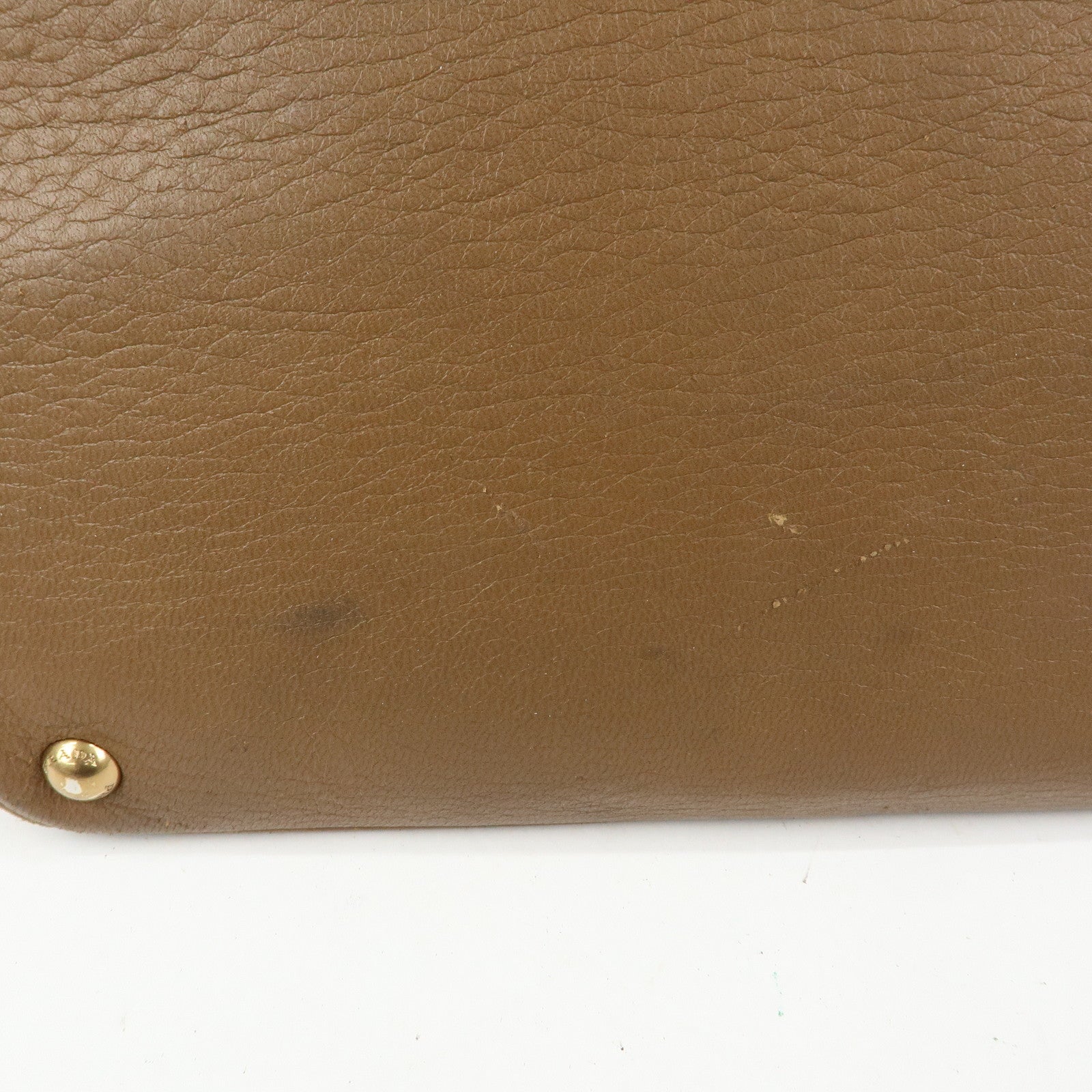 PRADA Leather Fringe Tote Bag Hand Bag Camel Orange