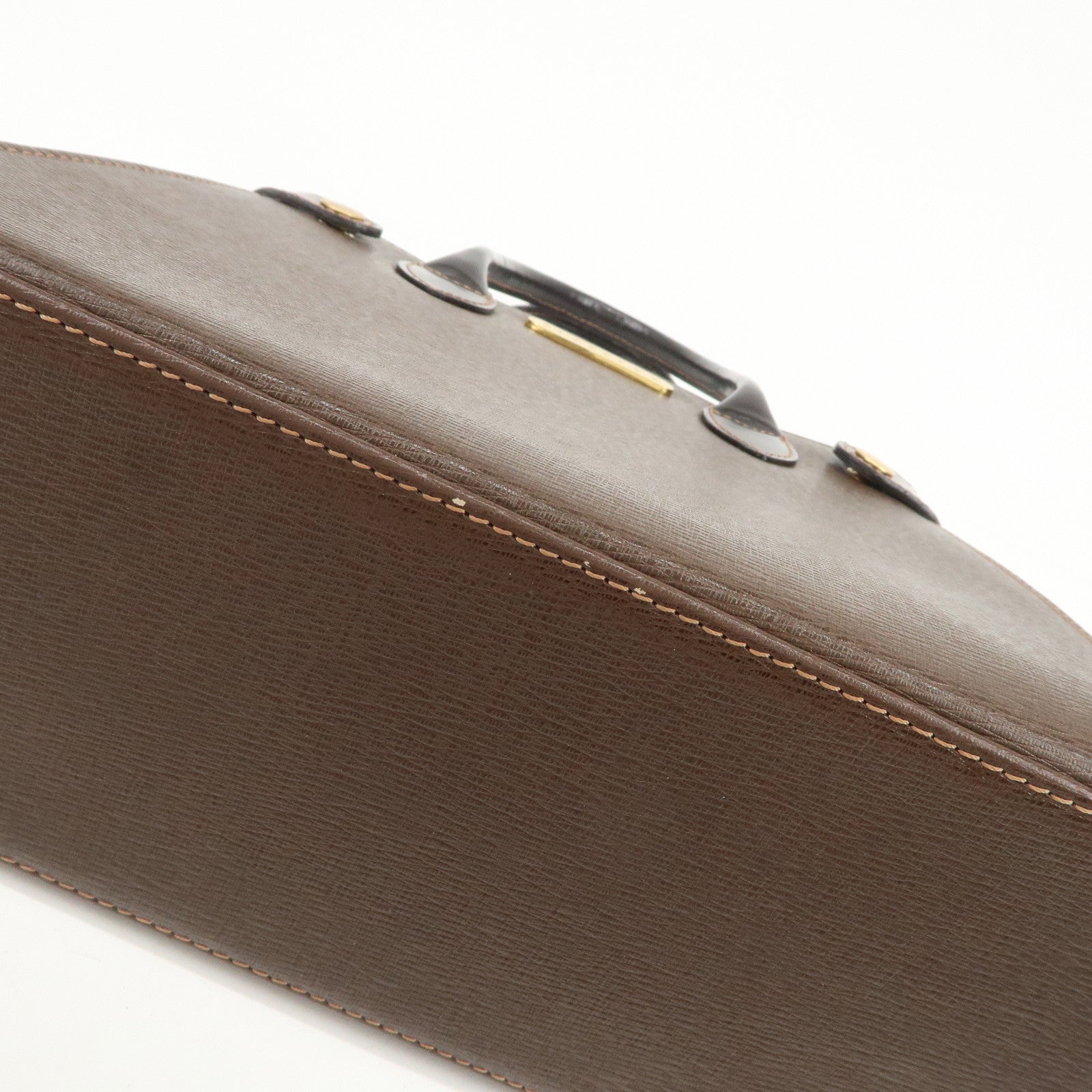 BURBERRY Leather Hand Bag Tote Bag Brown Gold