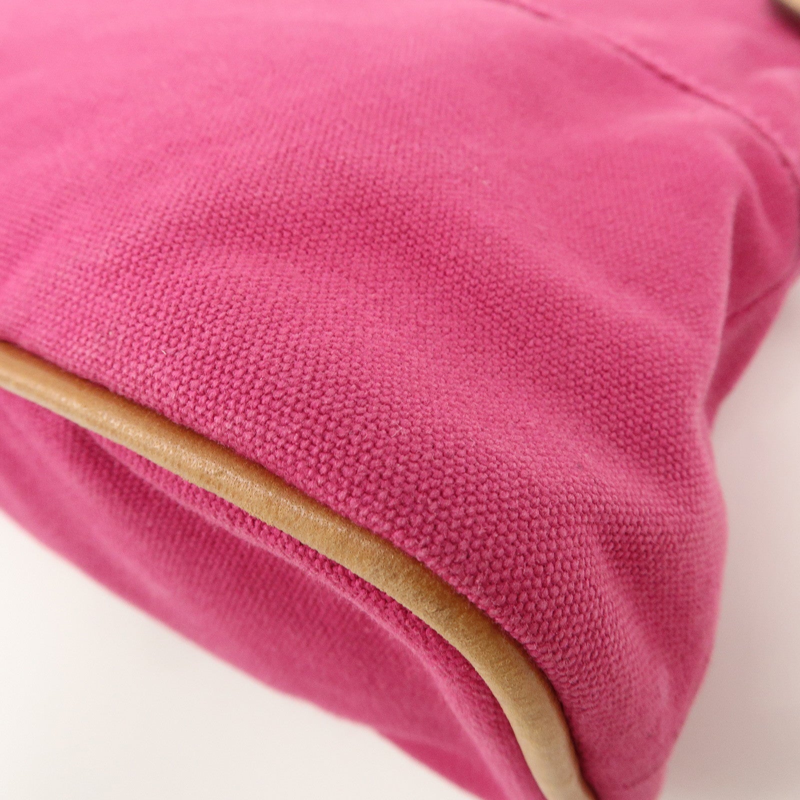 HERMES Leather Canvas Bolide Pouch Cosmetic Pouch MM Pink Used