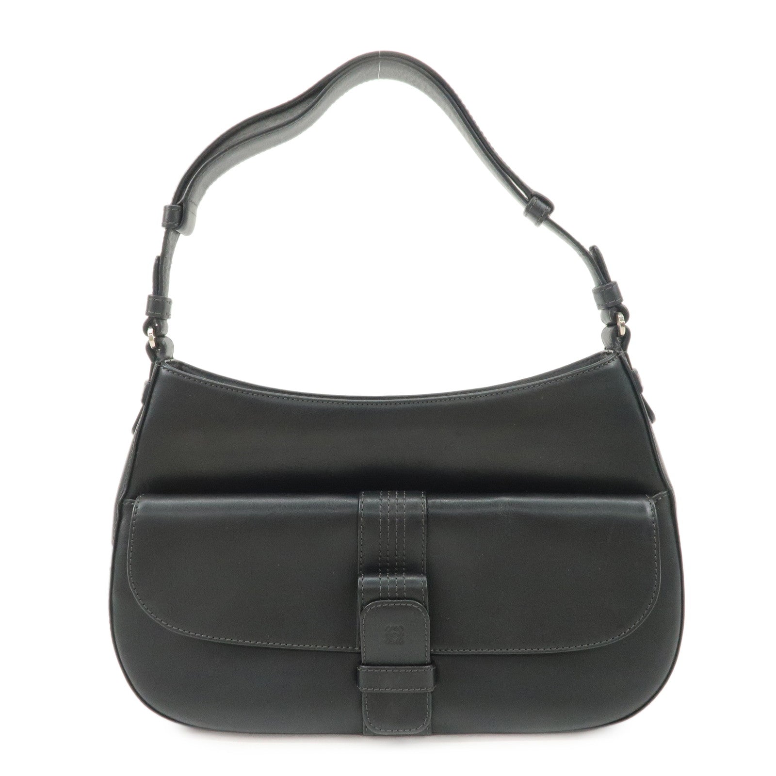 LOEWE  Anagram Leather Shoulder Bag Hand Bag Black