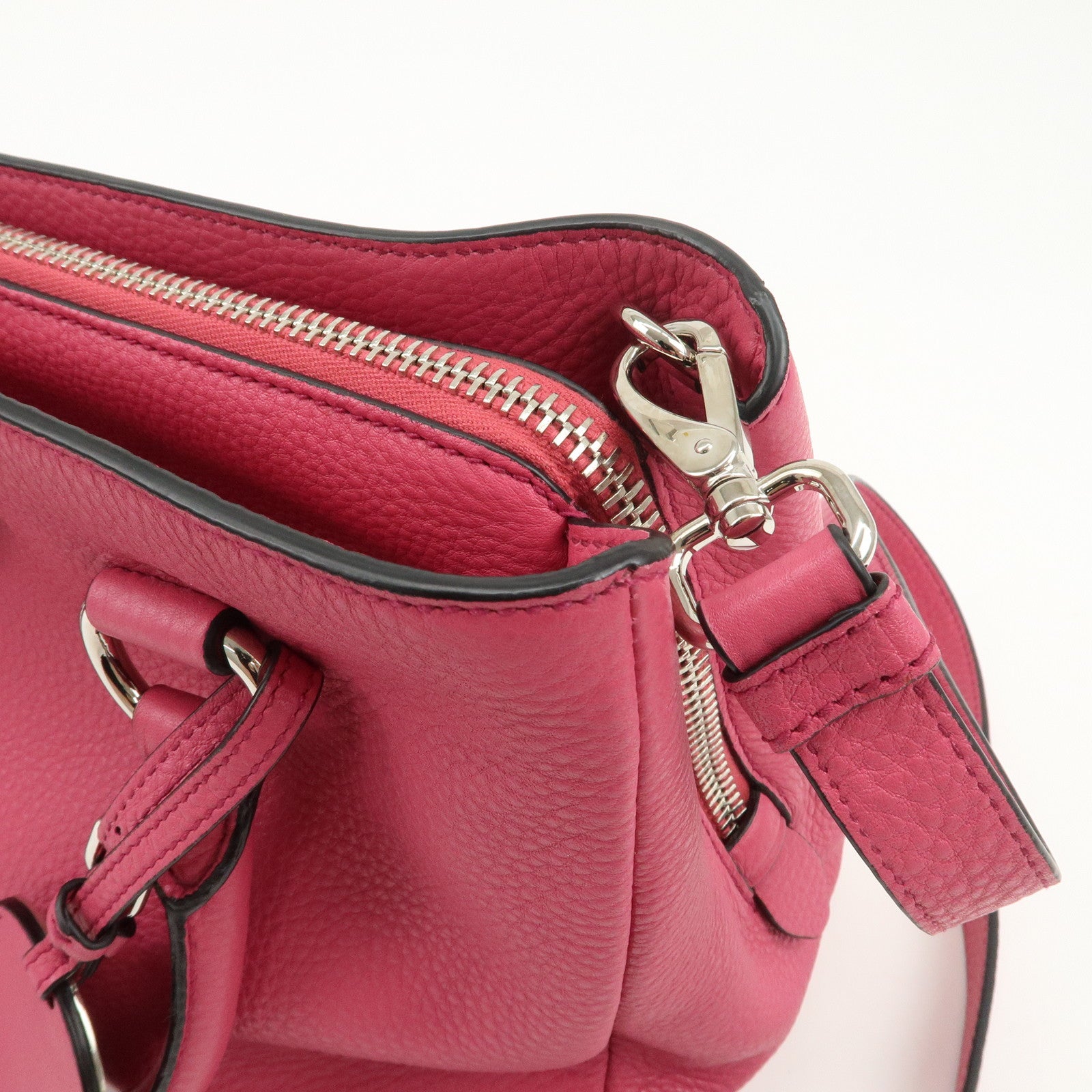 PRADA Triange Logo Leather 2Way Hand Bag Shouldr Bag Pink BN2853