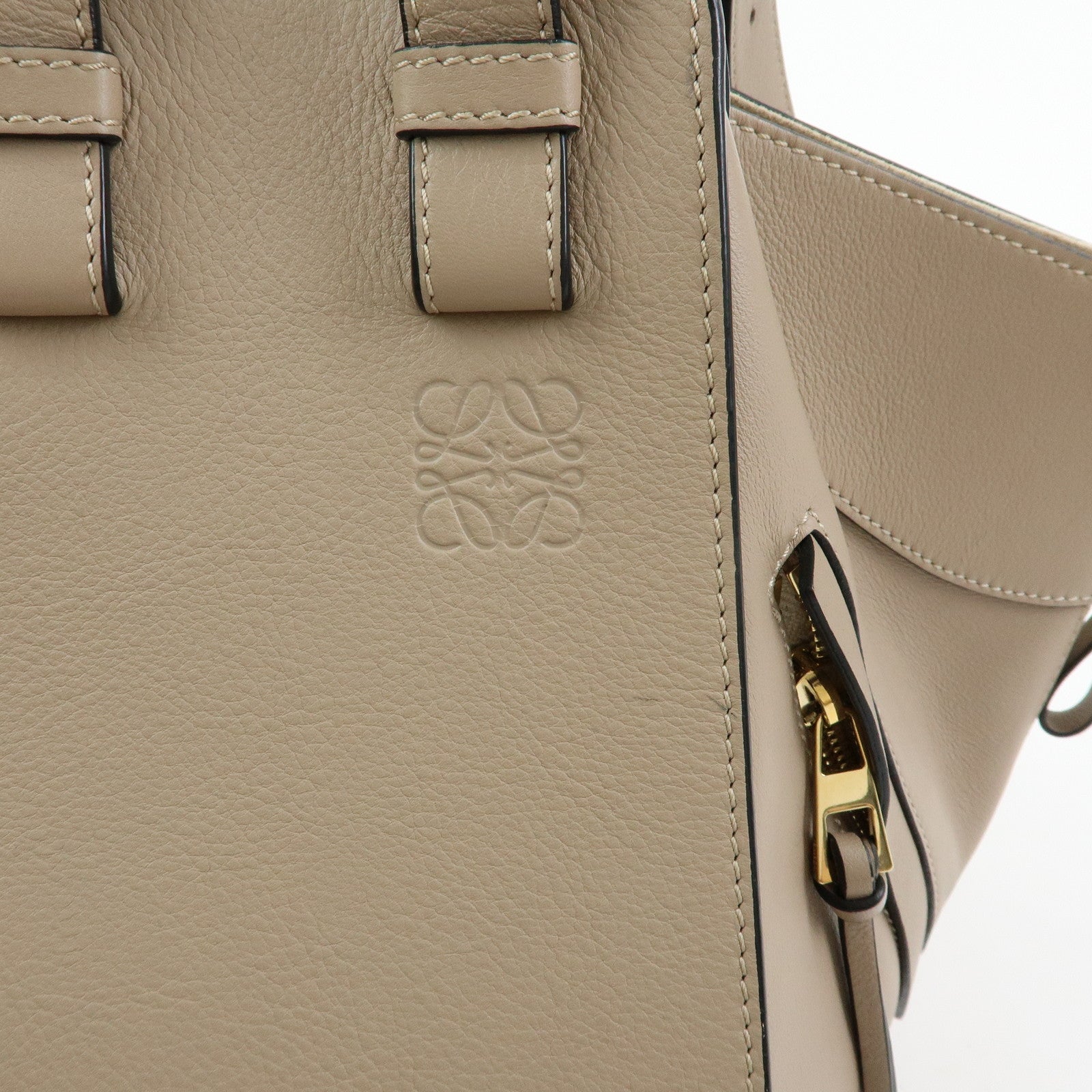 LOEWE Anagram Hammock Small Leather Shoulder Crossbody Bag Greige