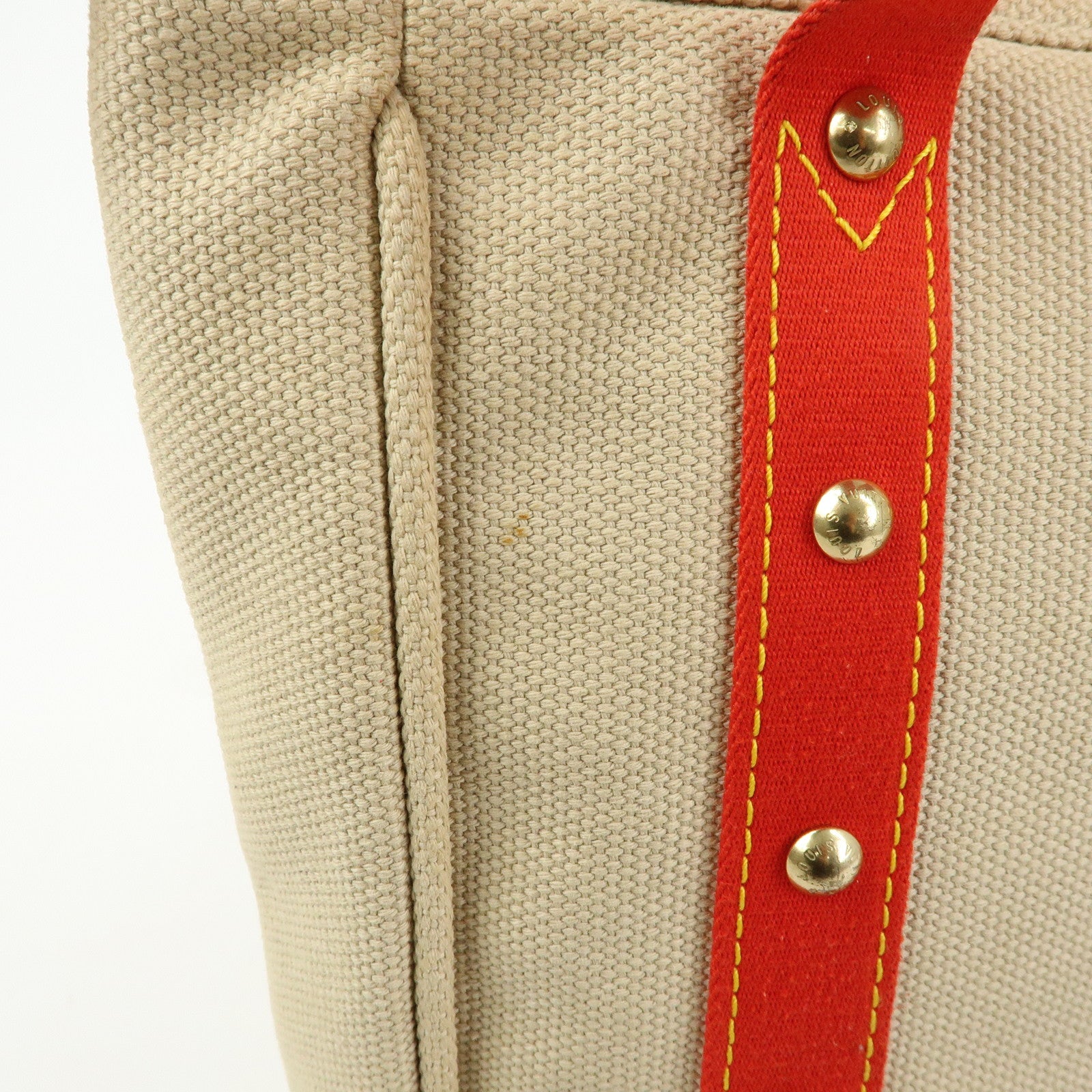 Louis Vuitton Antigua Cabas MM Canvas Leather Tote Bag Beige M40035