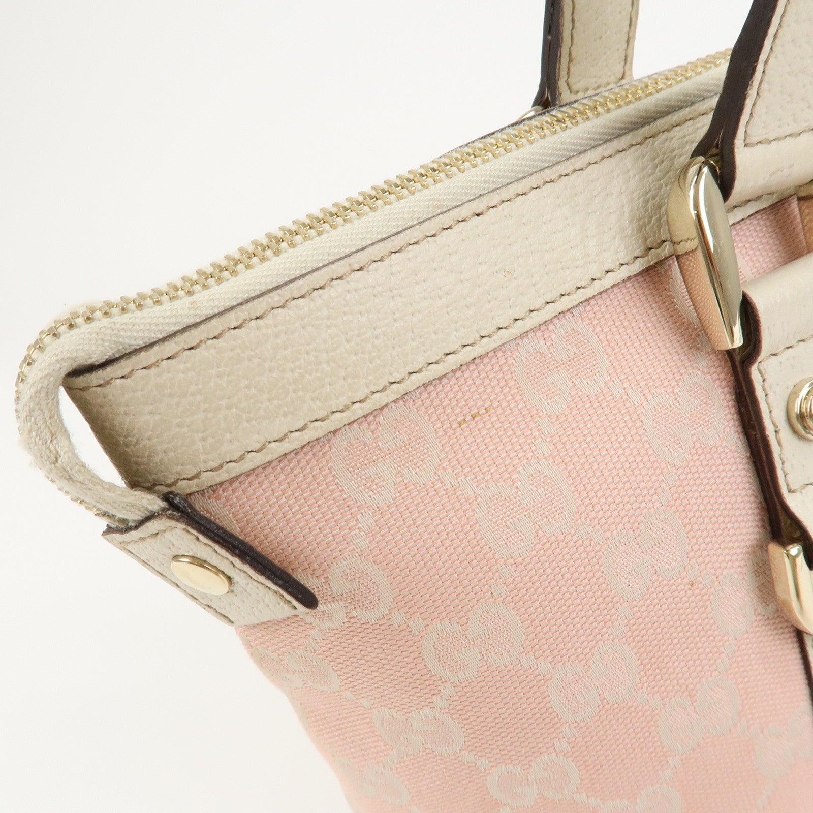 GUCCI Abbey GG Canvas Leather Tote Bag Shoulder Bag Pink 141470