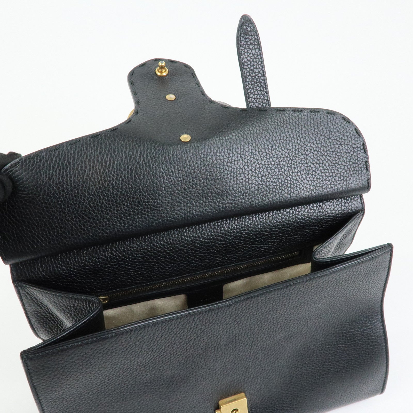 GUCCI Double G Calf Leather 2Way Bag Shoulder Bag Black 421890