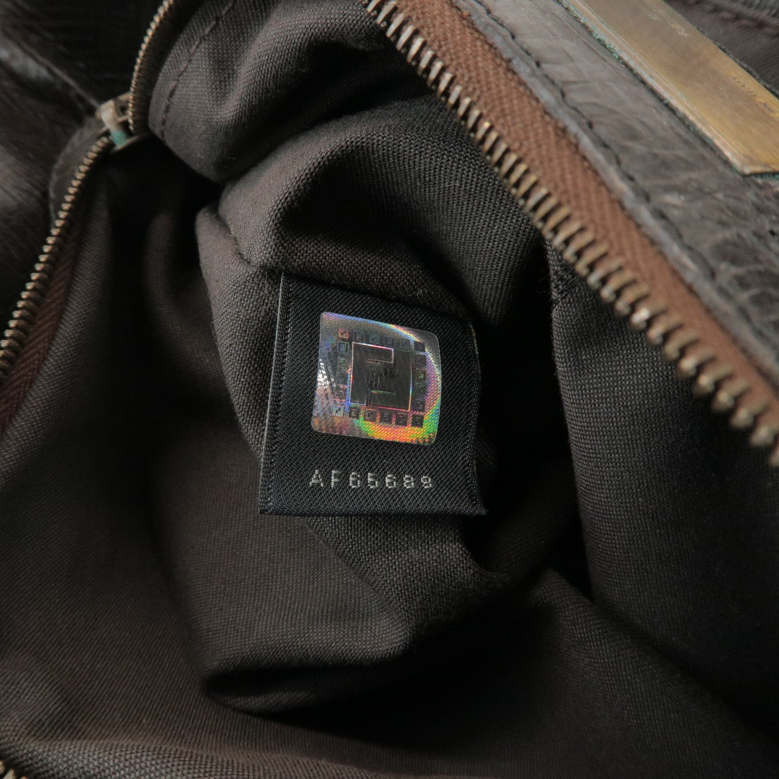 FENDI Etnico Leather Tote Bag Hand Bag Dark Brown 8BN162