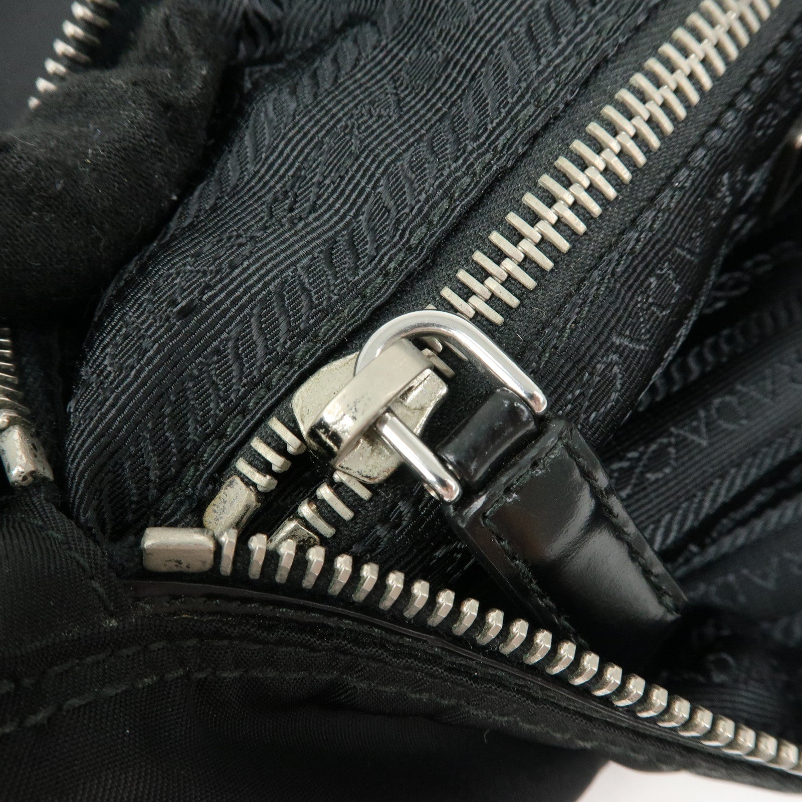 PRADA Triangle Logo Nylon Shoulder Bag Crossbody Bag Black BT0715