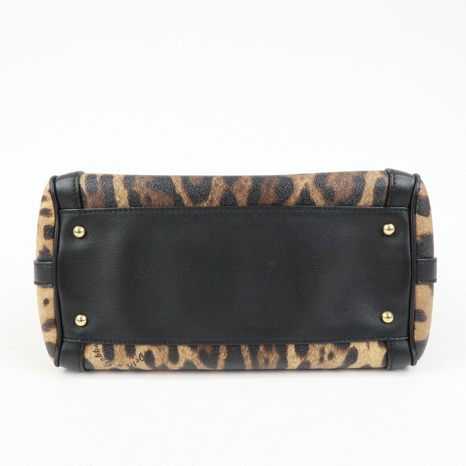 Dolce&Gabbana Leopard PVC Leather 2Way Bag Hand Bag Brown Black