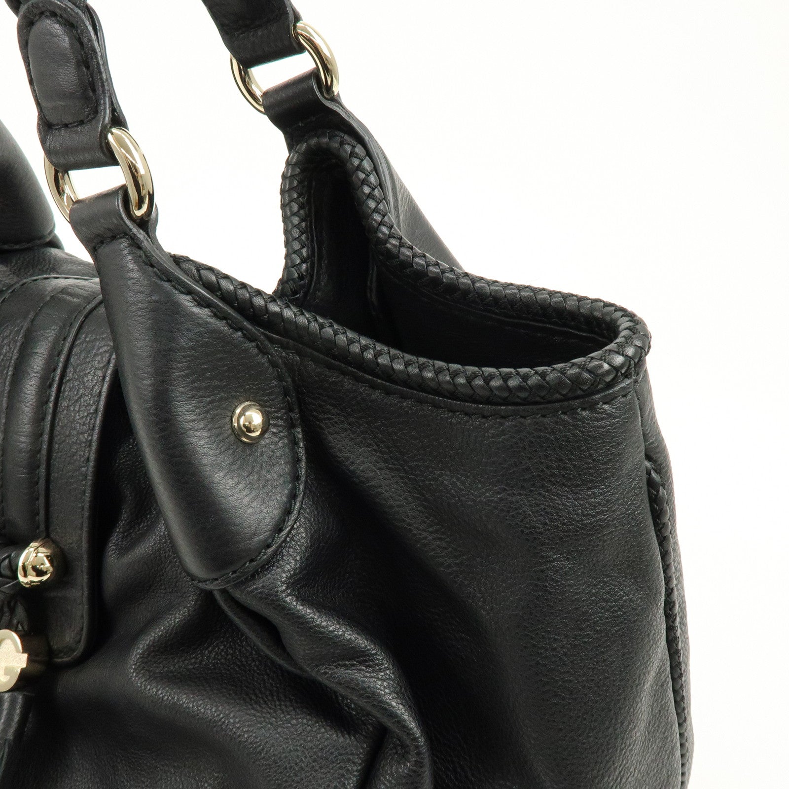 GUCCI Marrakech Leather Shoulder Bag Tote Bag Black 257029