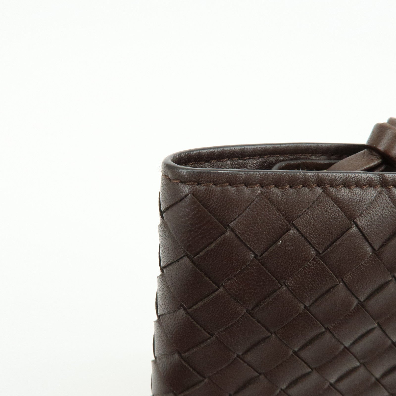 BOTTEGA VENETA Intrecciato Leather Bi-fold Long Wallet Brown 114074