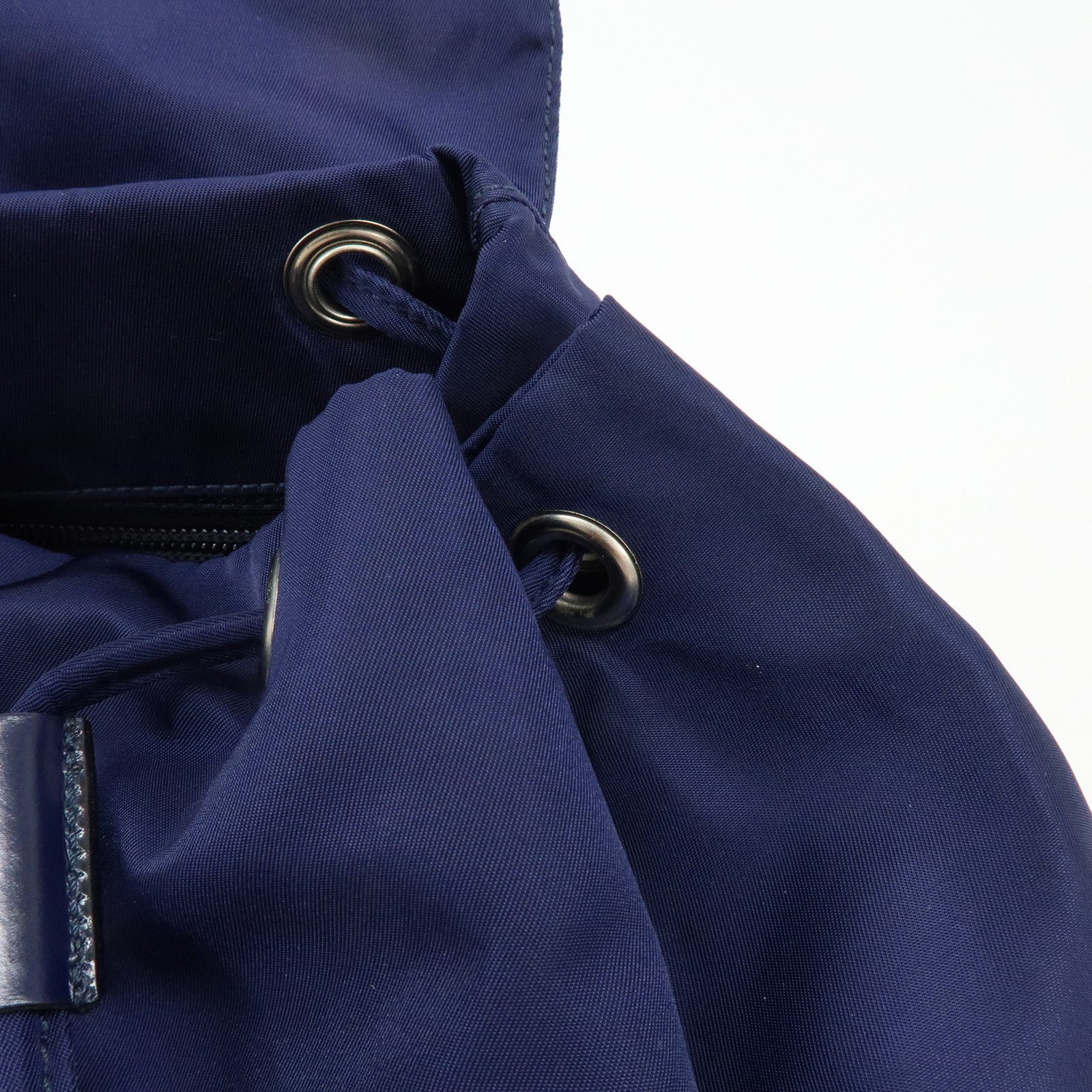 PRADA Triangle Logo Nylon Leather Backpack Rucksack Navy B4650F