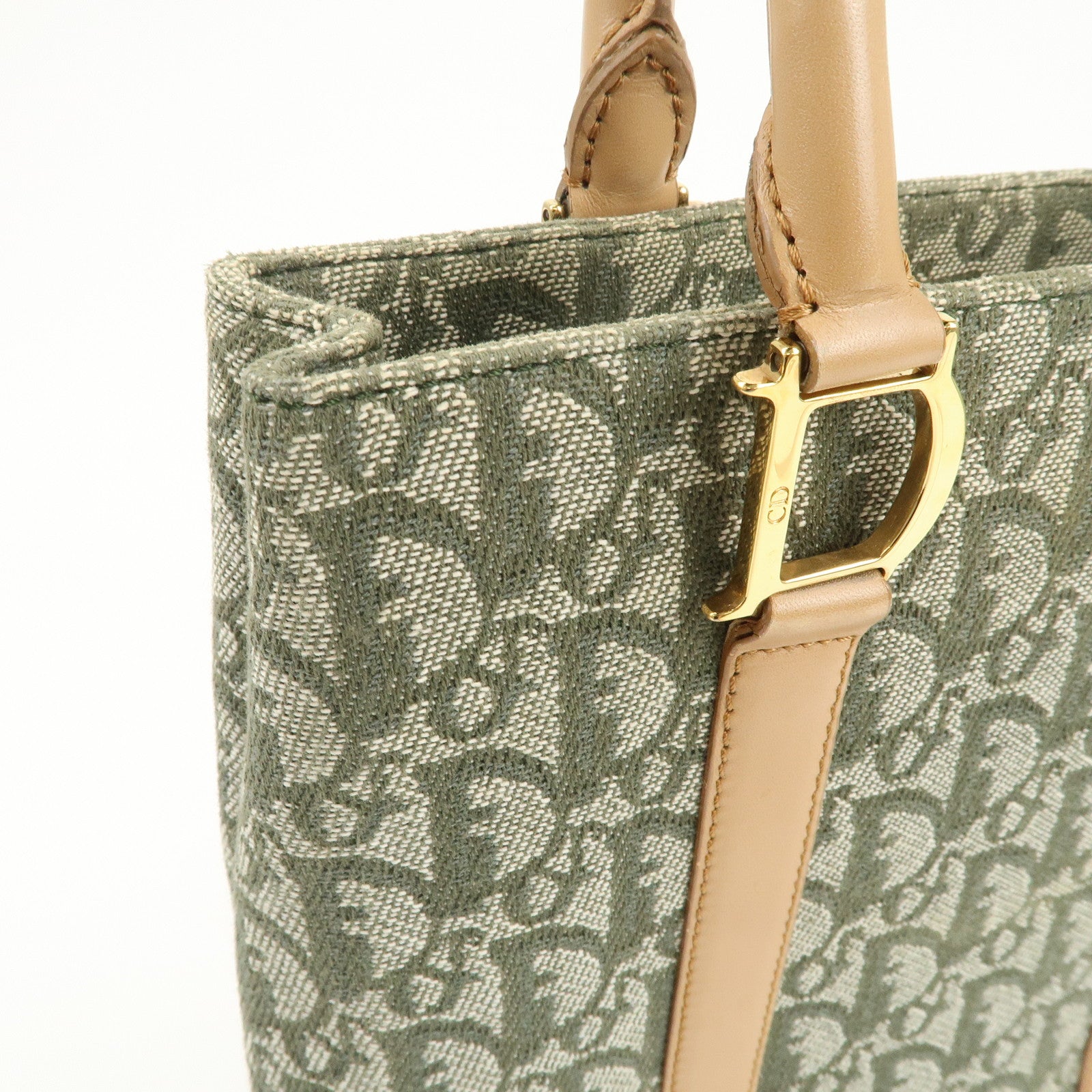 Christian Dior Trotter CH Jacquard Canvas Tote Bag Hand Bag Green