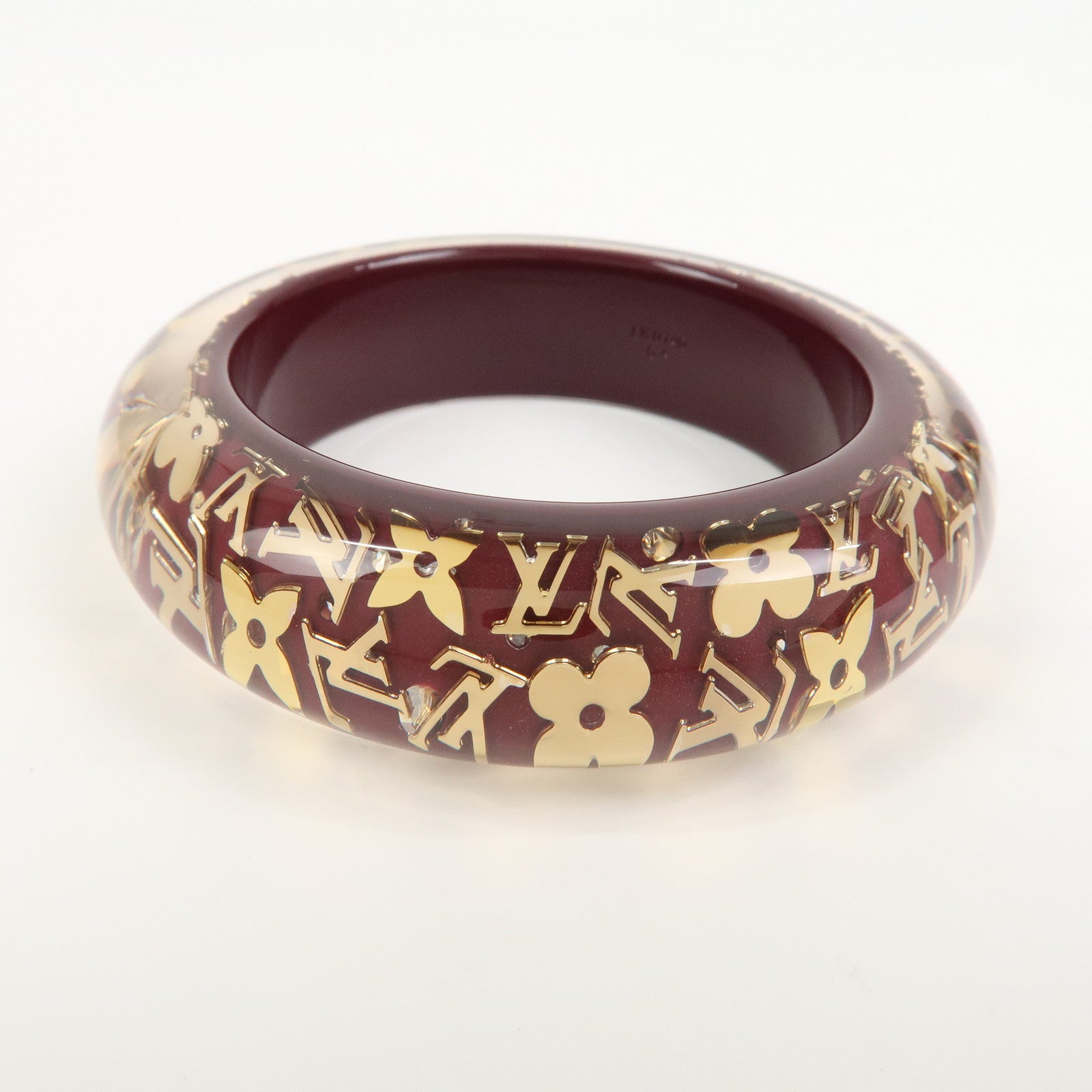 Louis Vuitton Monogram Inclusion GM Resin Bracelet Bangle Wine Red