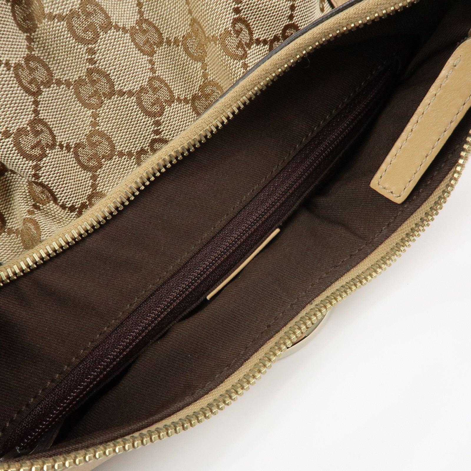 GUCCI Abbey GG Canvas Leather Shoulder Bag Hand Bag Beige 190525