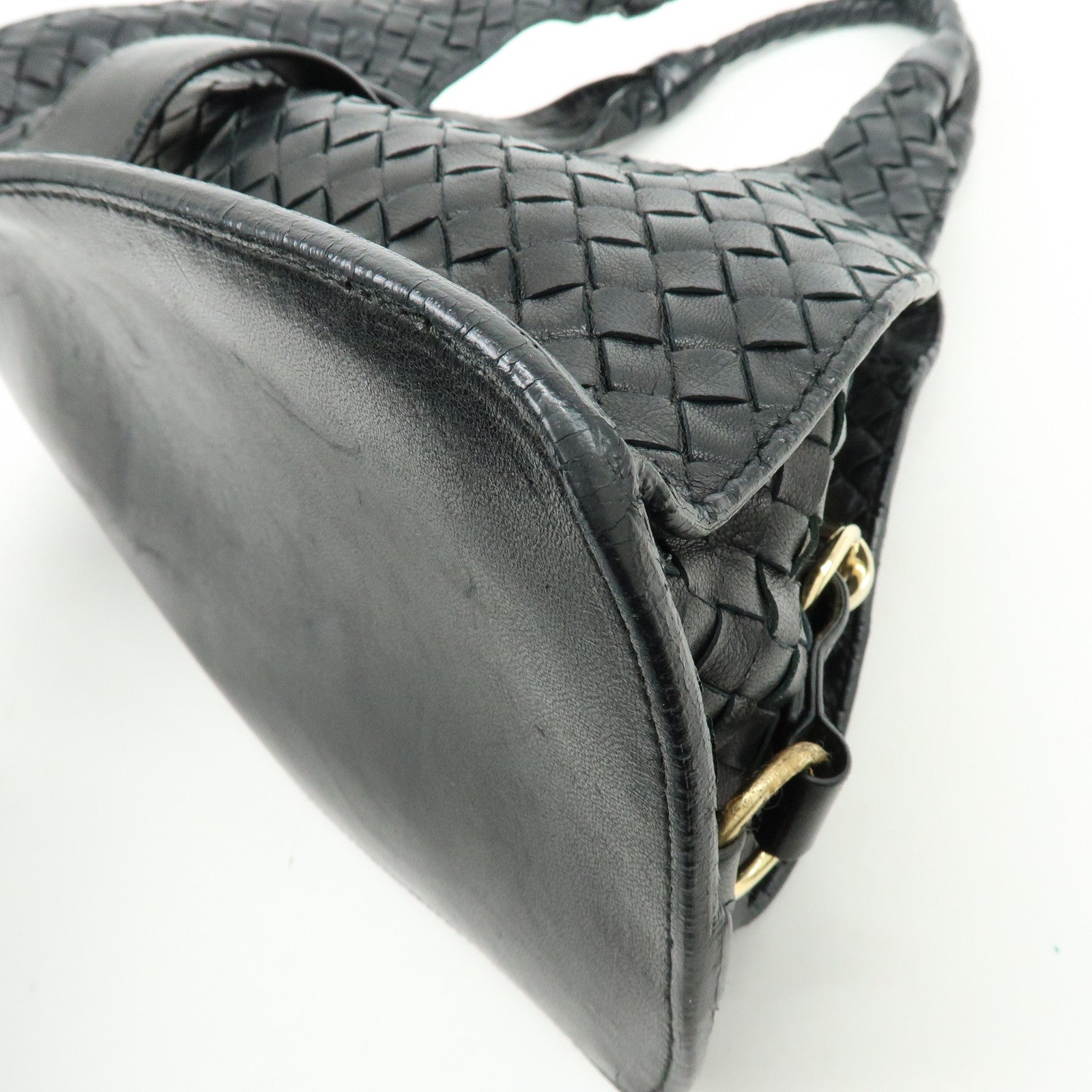 BOTTEGA VENETA  Intrecciato Leather Hand Bag Black 113087