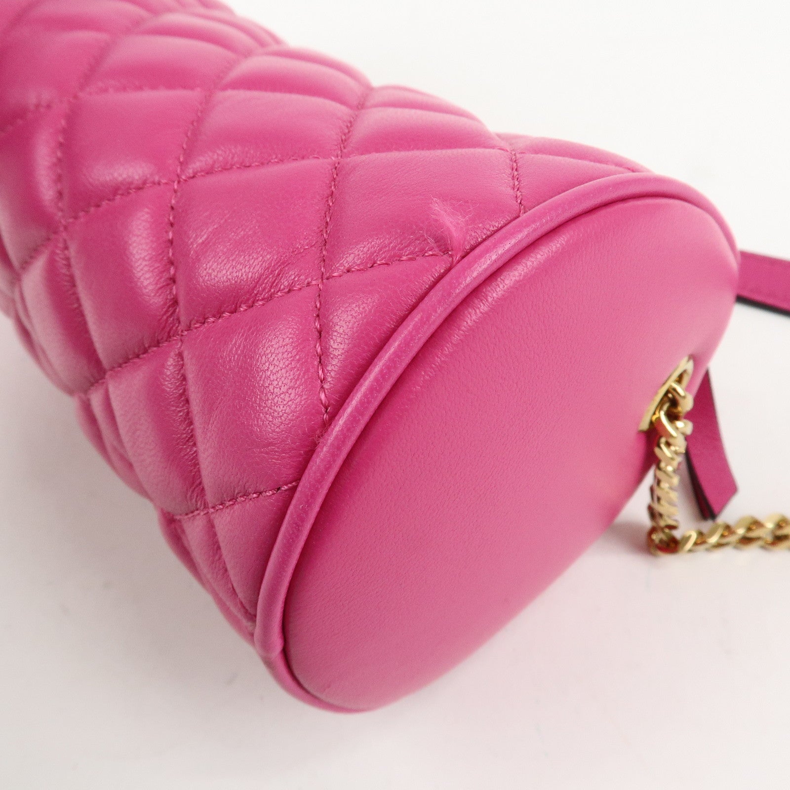 GIANNI VERSACE Medusa Chain Shoulder Bag Hand Bag Gold HDW Pink Used