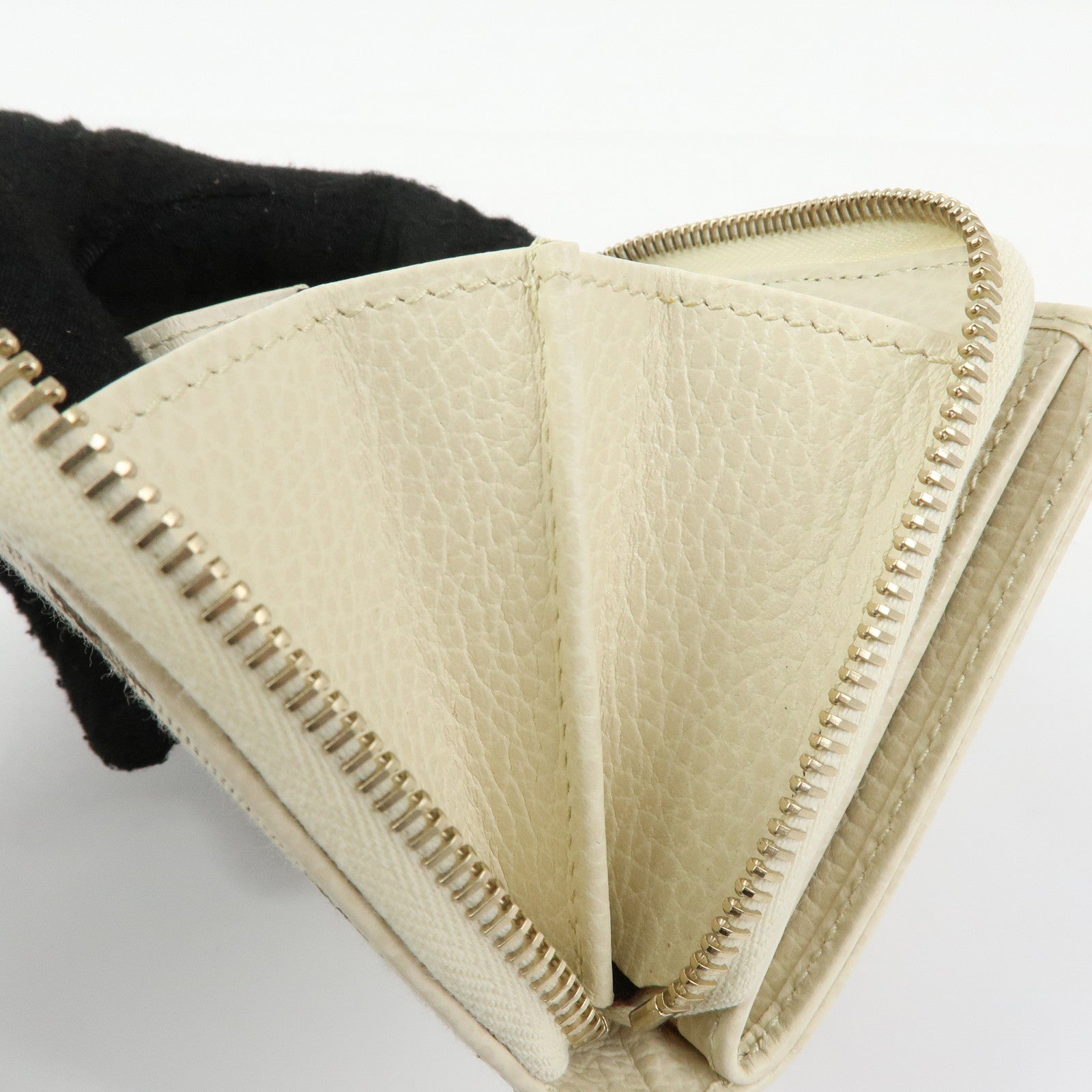 GUCCI GG Canvas Leather Bi-fold Compact Wallet Beige 346056