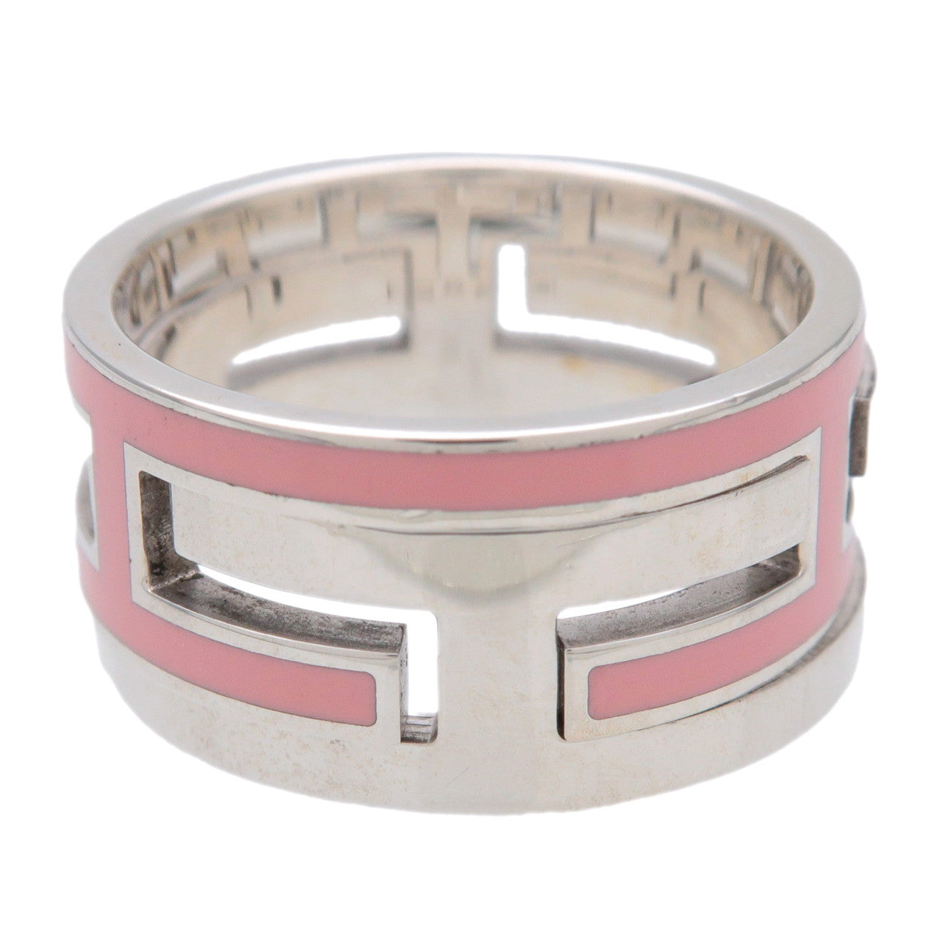 HERMES Move Ash Enamel Ring SV925 Silver Pink #51 US5.5 EU51
