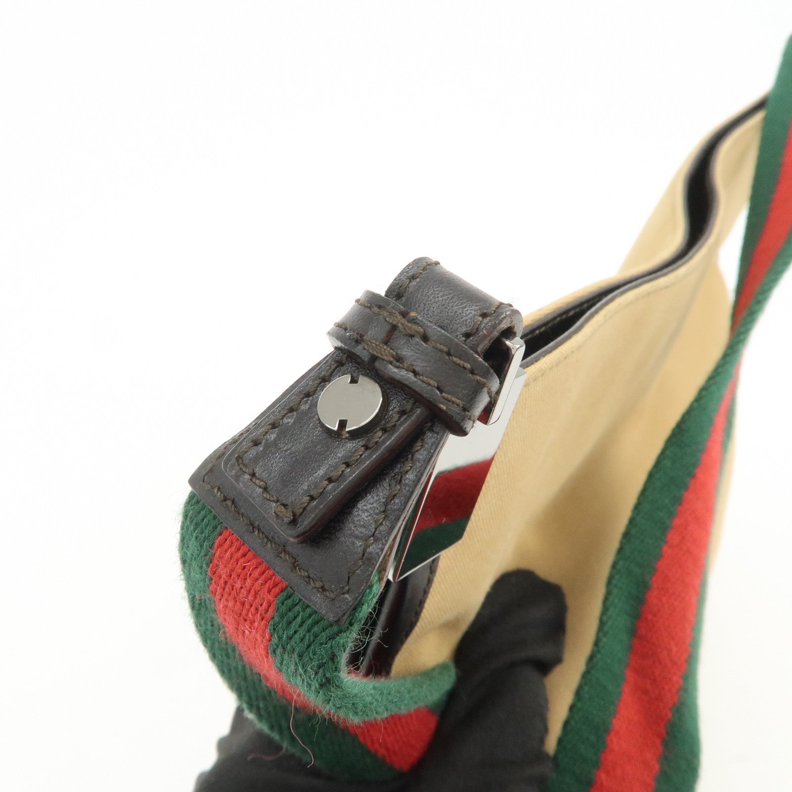 GUCCI Sherry Canvas Leather Shoulder Crossbody Bag Beige 001.4321