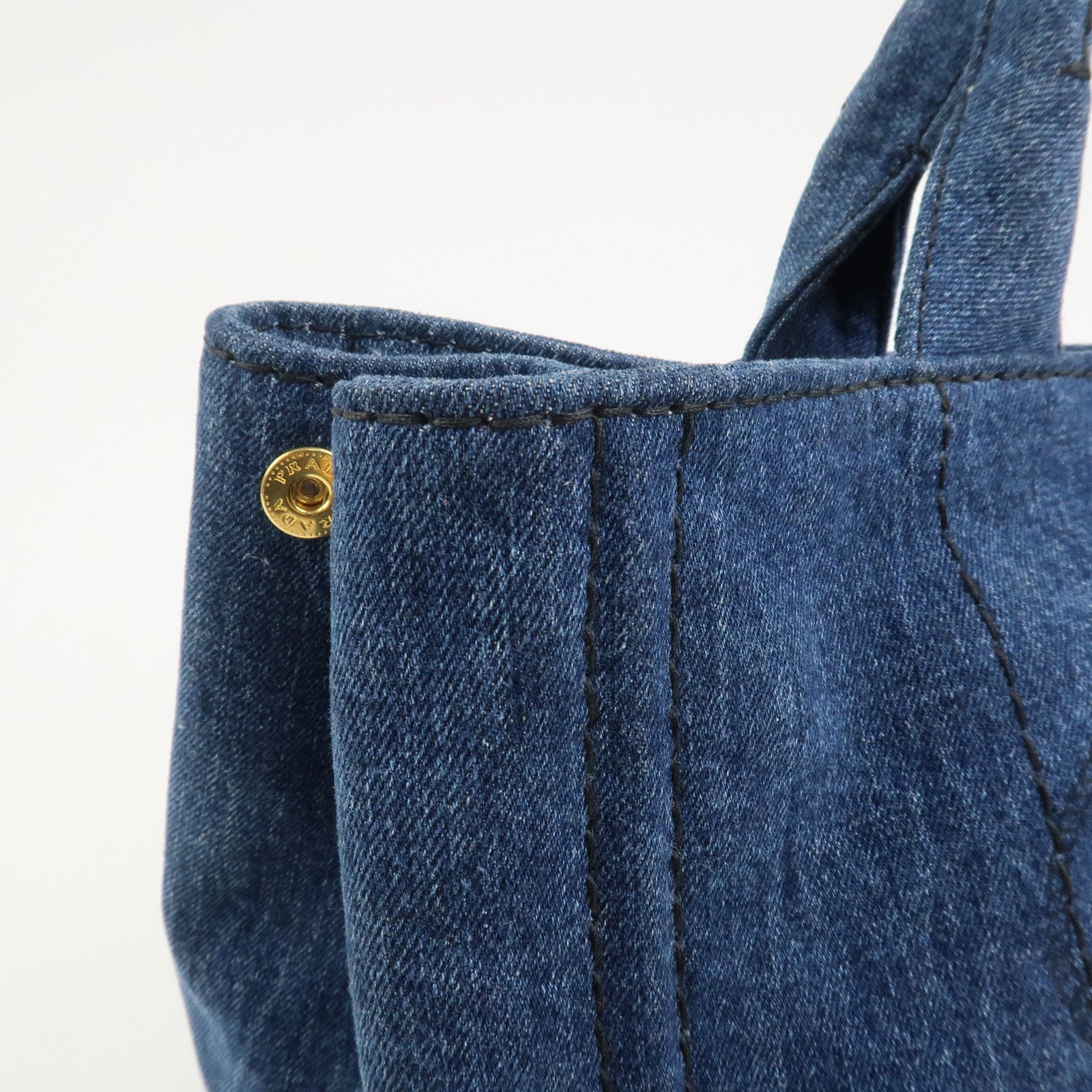 PRADA Denim Canapa Large 2Way Bag Tote Bag Shoulder Bag Navy B1872B