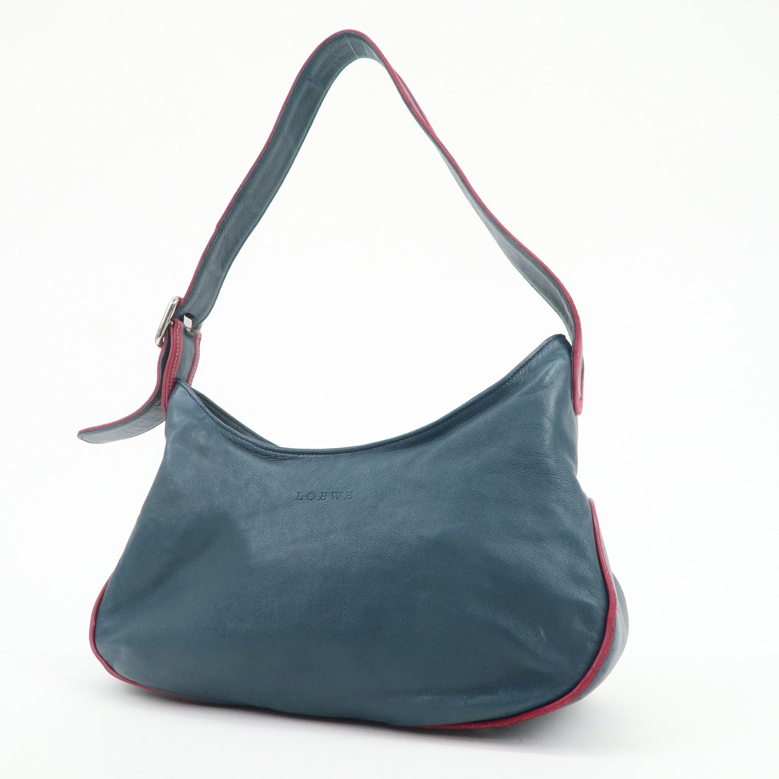 LOEWE Nappa Leather Shoulder Bag Hand Bag Blue Pink