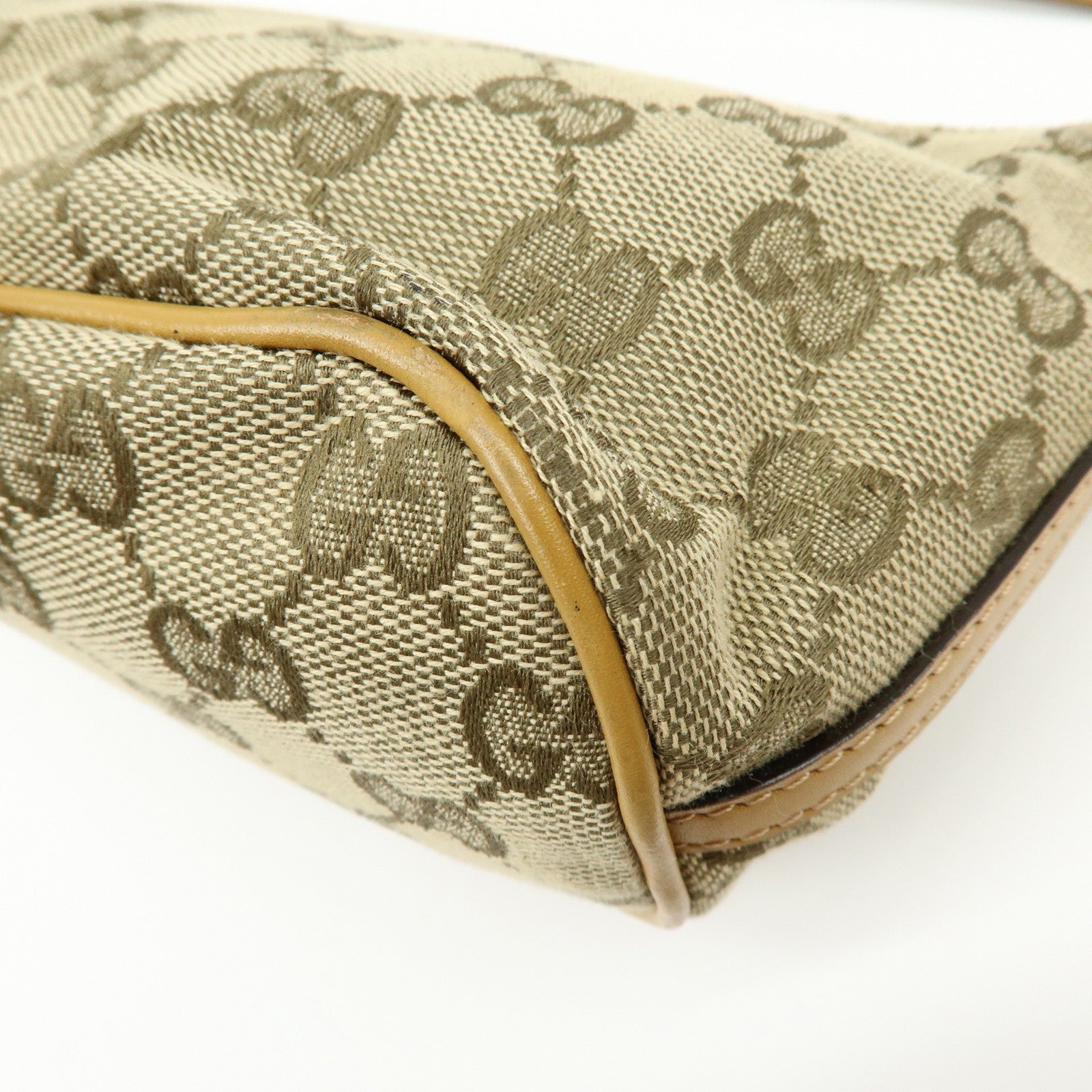 GUCCI Boat Bag GG Canvas Leather Hand Bag Beige Yellow 039・1103
