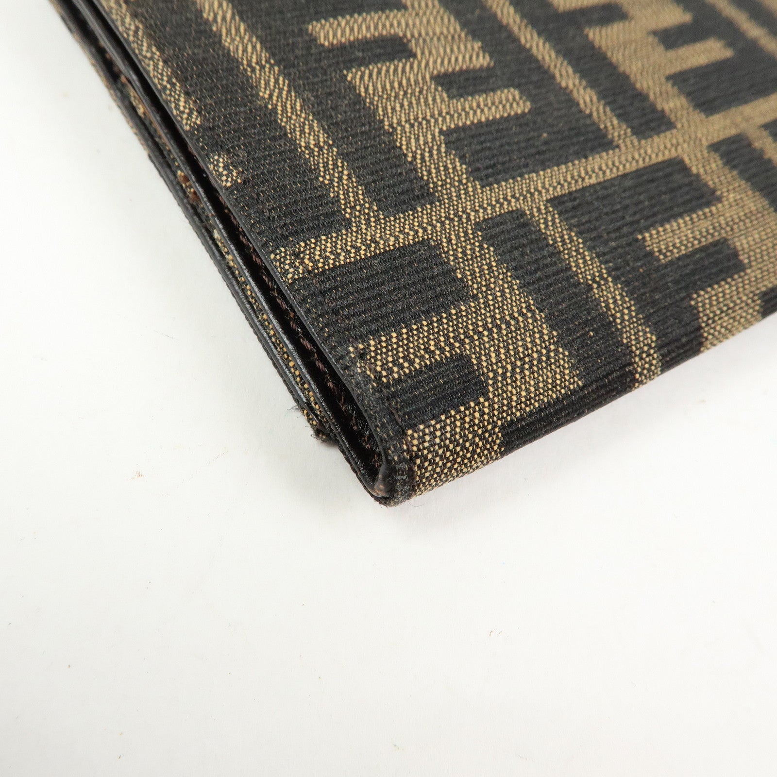 FENDI Zucca Canvas Bi-fold Long Wallet Black Brown 8M0009