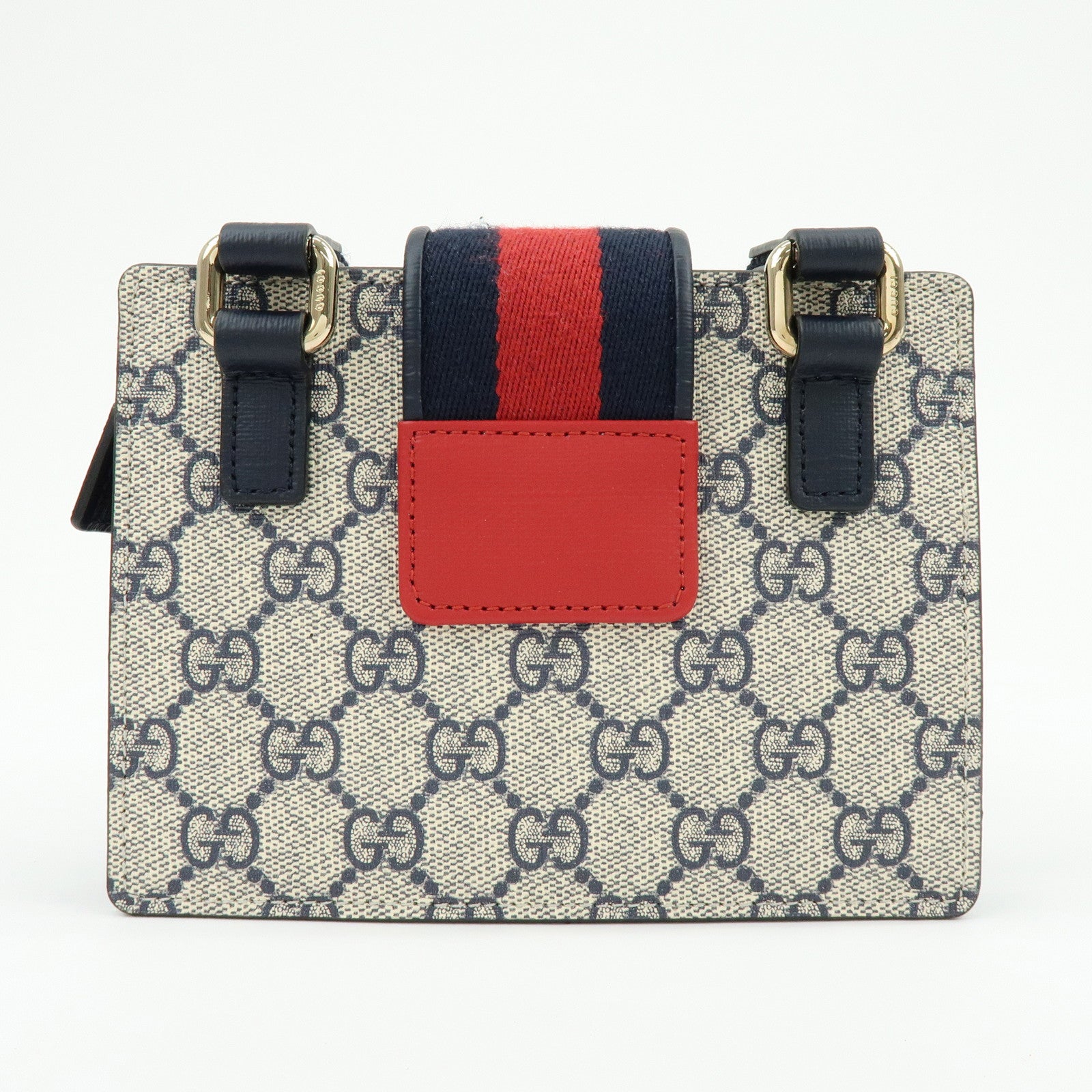GUCCI Sherry Heart GG Supreme Shoulder Bag Beige Navy 293830
