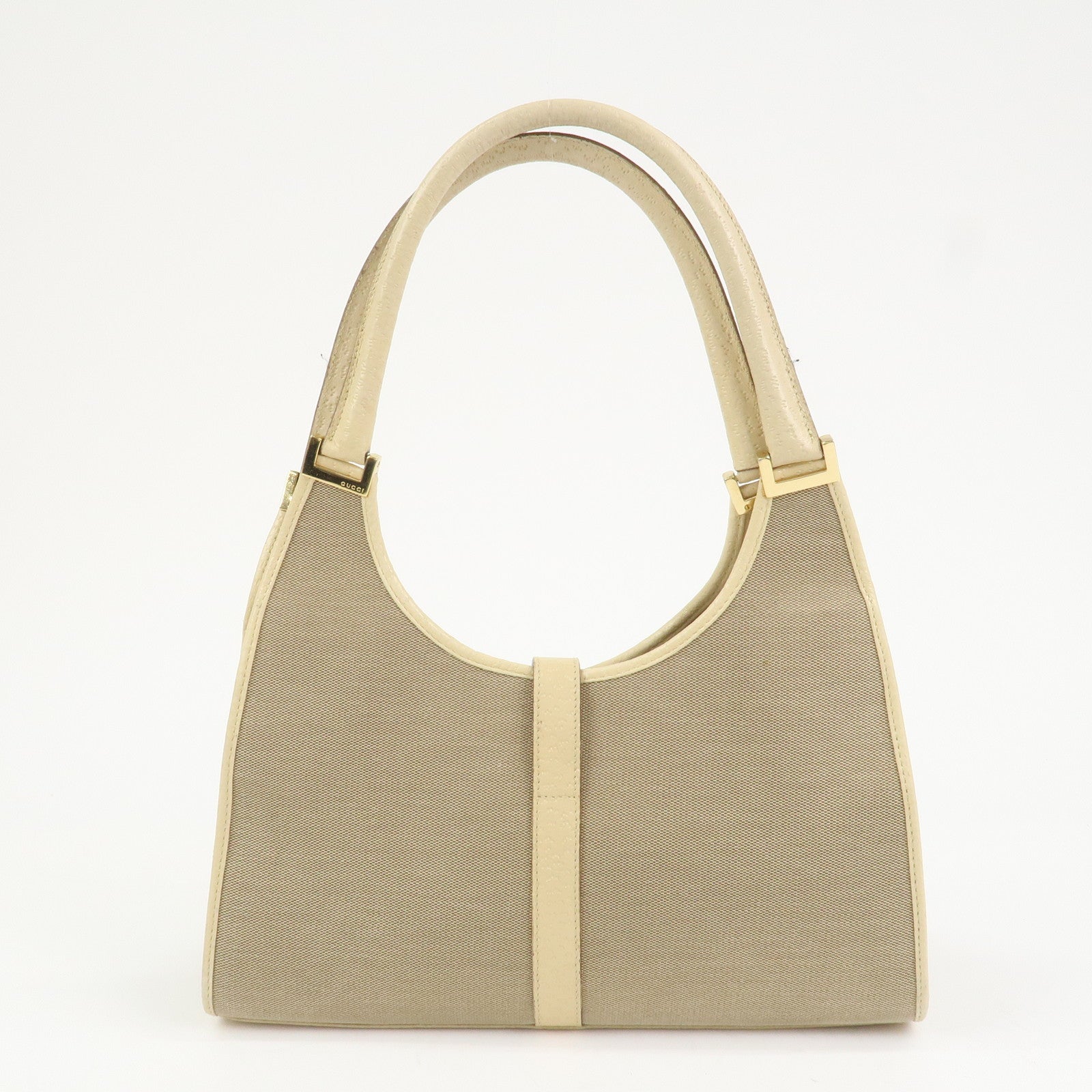 GUCCI Jackie Canvas Leather Shoulder Bag Hand Bag Beige 002.1067