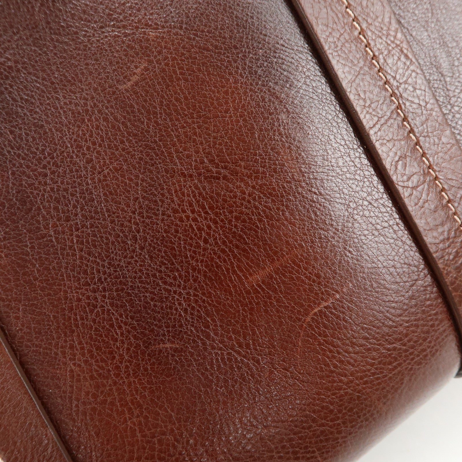 Christian Dior Leather Flower Embroidery Tote Shoulder Bag Brown