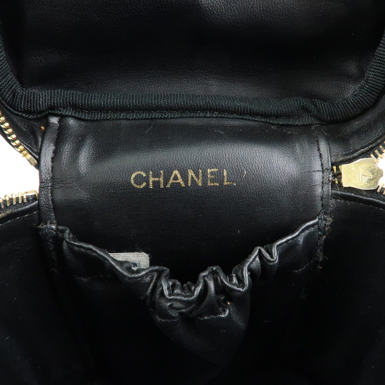 CHANEL COCO Mark Cavairskin Vanity Bag Hand Bag Black A01998