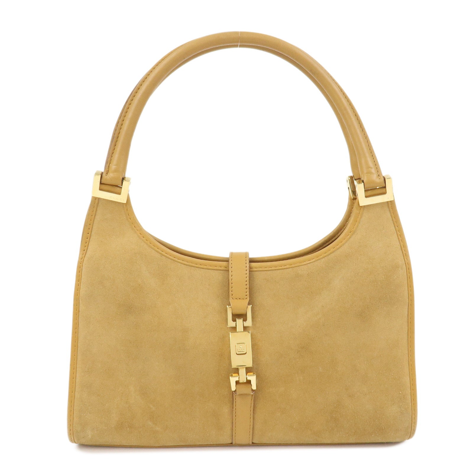 GUCCI Jackie Logo Suede Leather Shoulder Bag Light Brown 002・1068