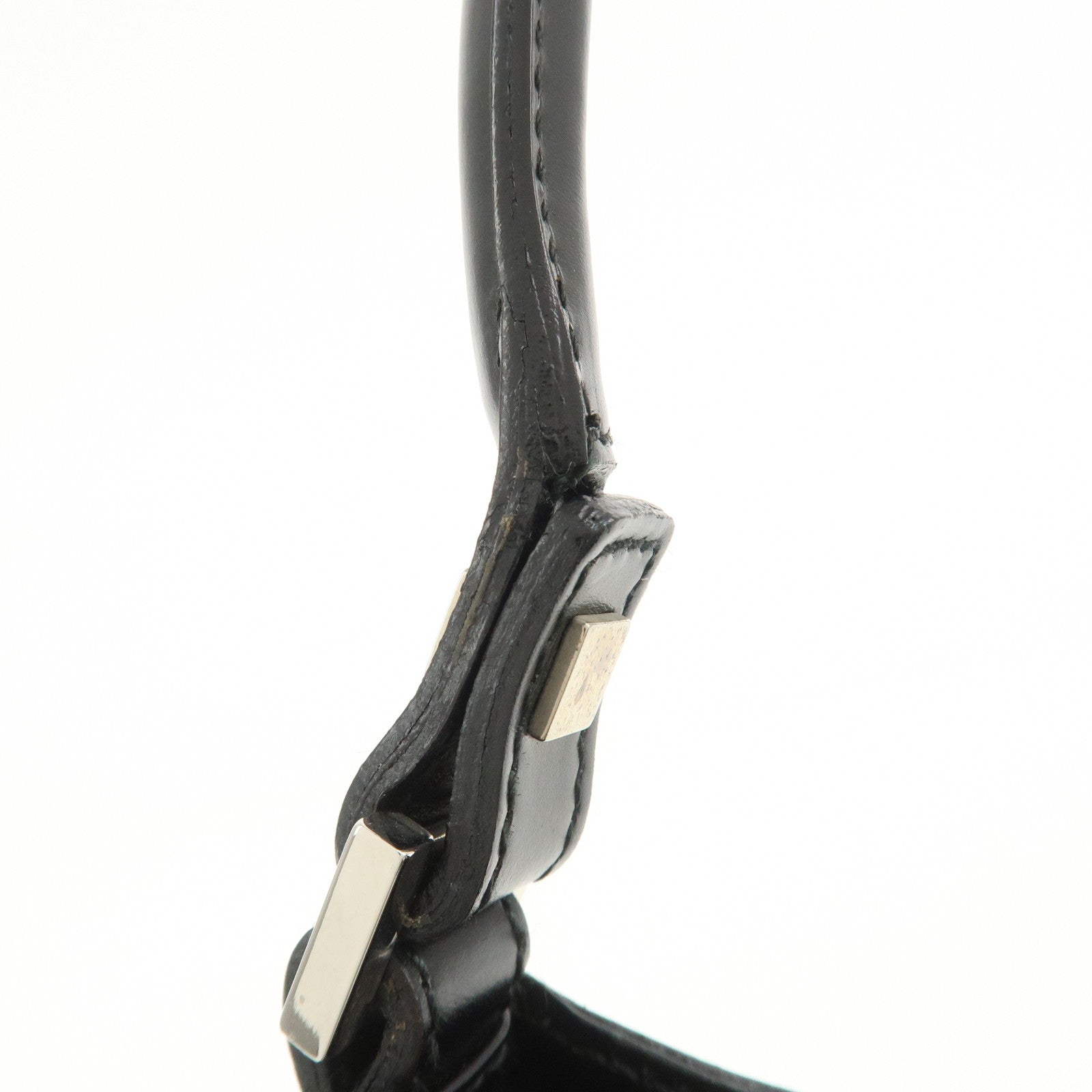 Ferragamo Embossed Leather Shoulder Bag Hand Bag Black