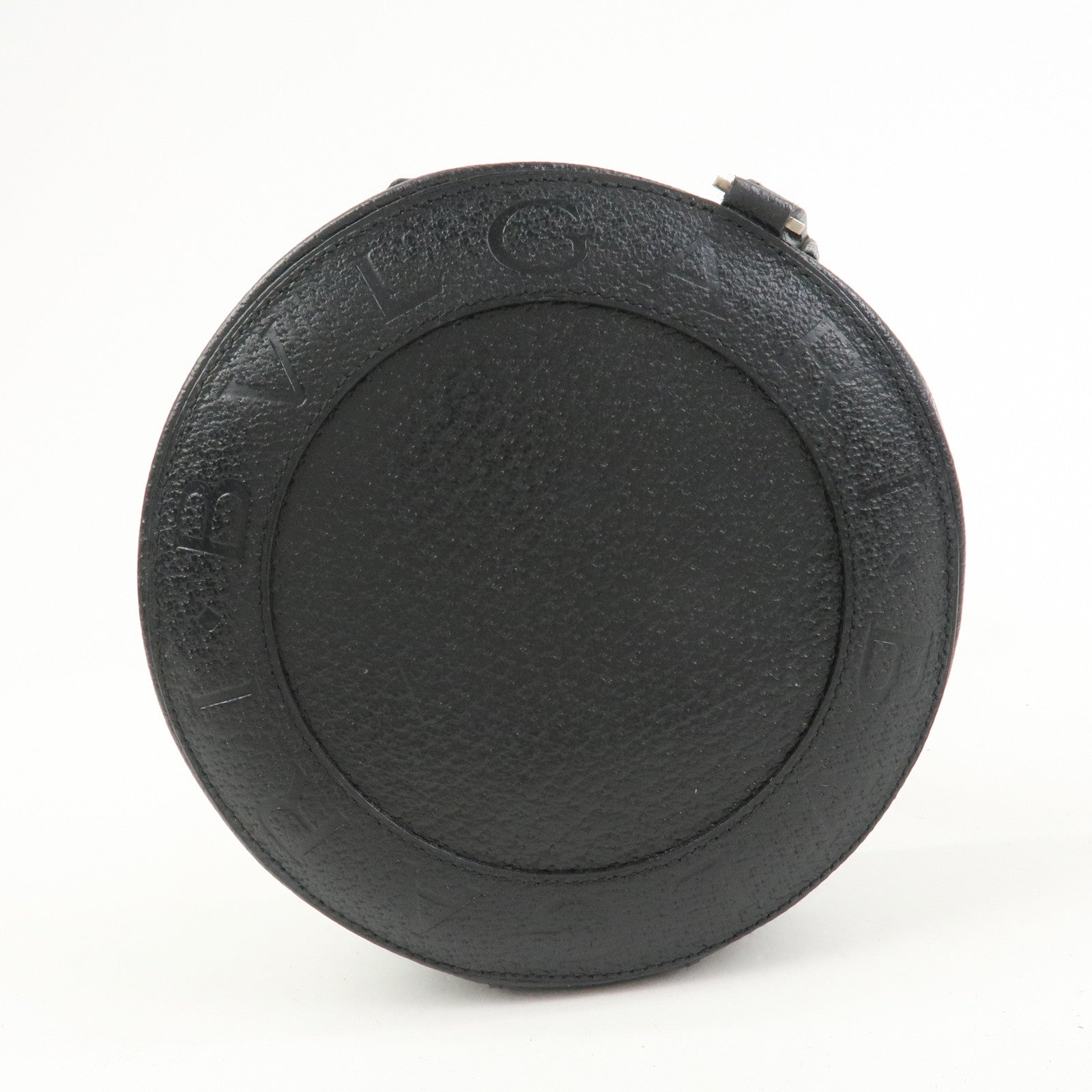 BVLGARI Logo B-Zero 1 Drum Leather Shoulder Bag Black