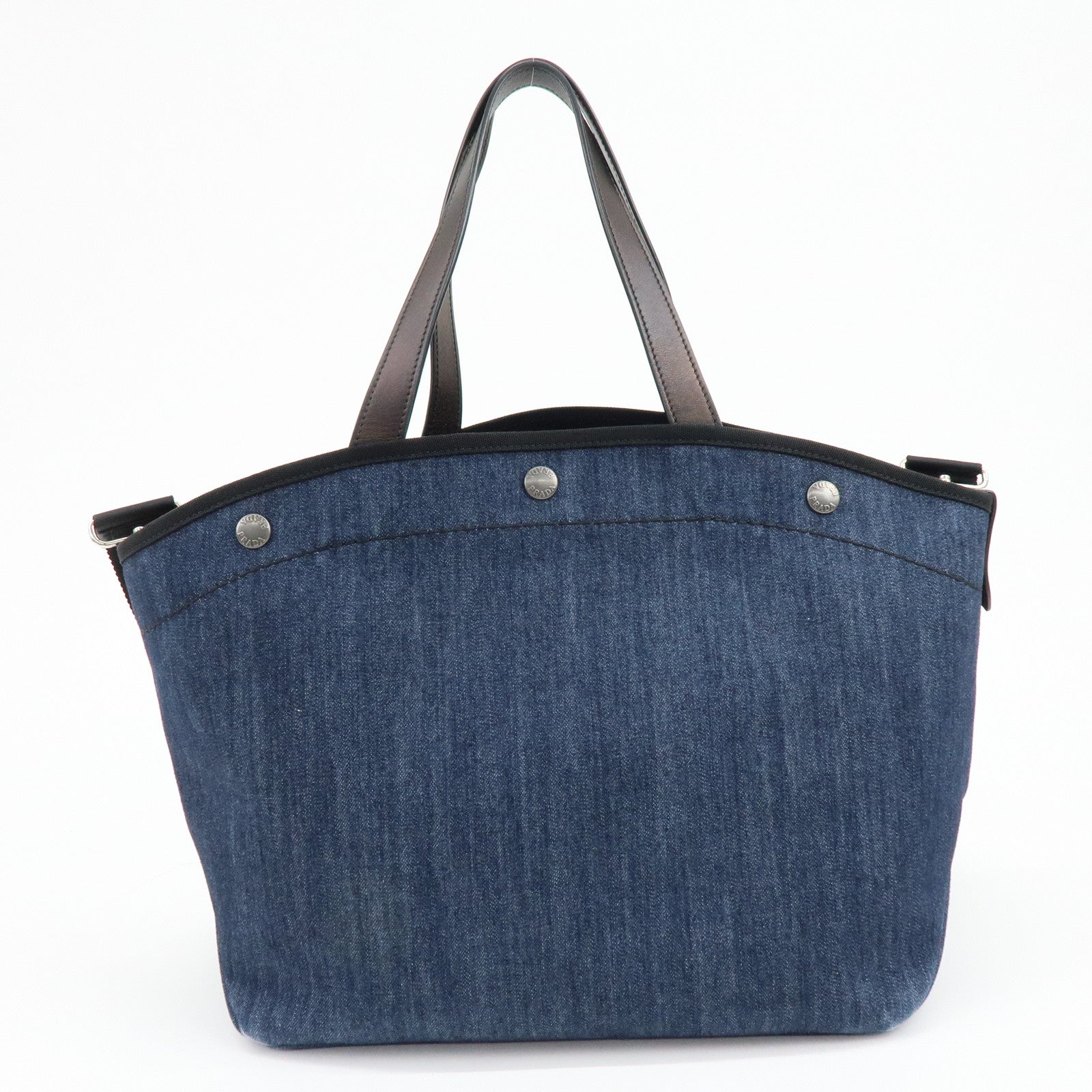 PRADA Logo Denim 2Way Bag Hand Bag Shoulder Bag Navy 1BG244