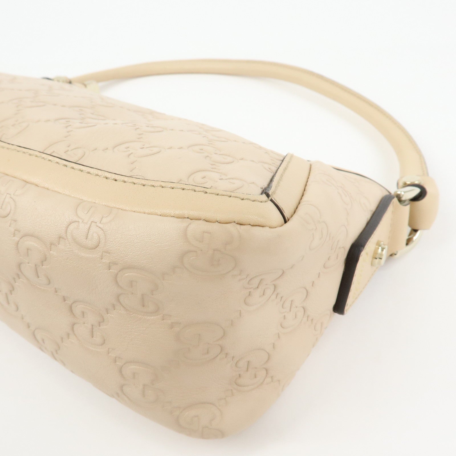 GUCCI Abbey Guccissima Leather Hand Bag Shoulder Bag Beige 130939