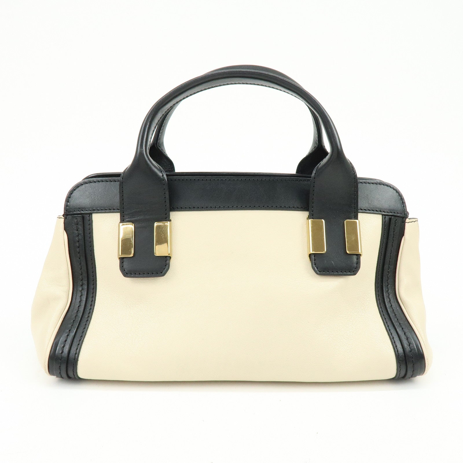 Chloe Alice Leather 2Way Bag Hand Bag Shoulder Bag Ivory Black
