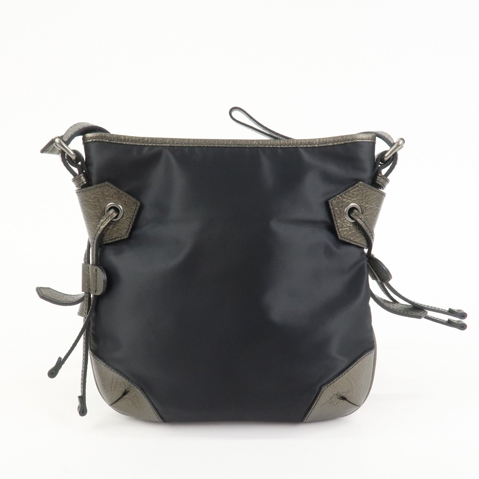 BURBERRY Nylon Leather Shoulder Bag Crossbody Bag Black Bronze