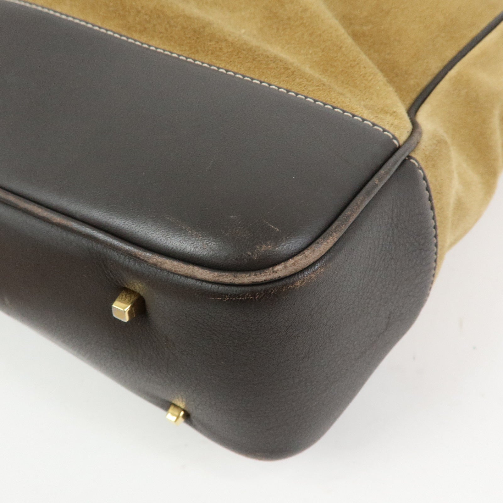 LOEWE Anagram Suede Leather Tote Bag Hand Bag Brown Authentic Used F/S