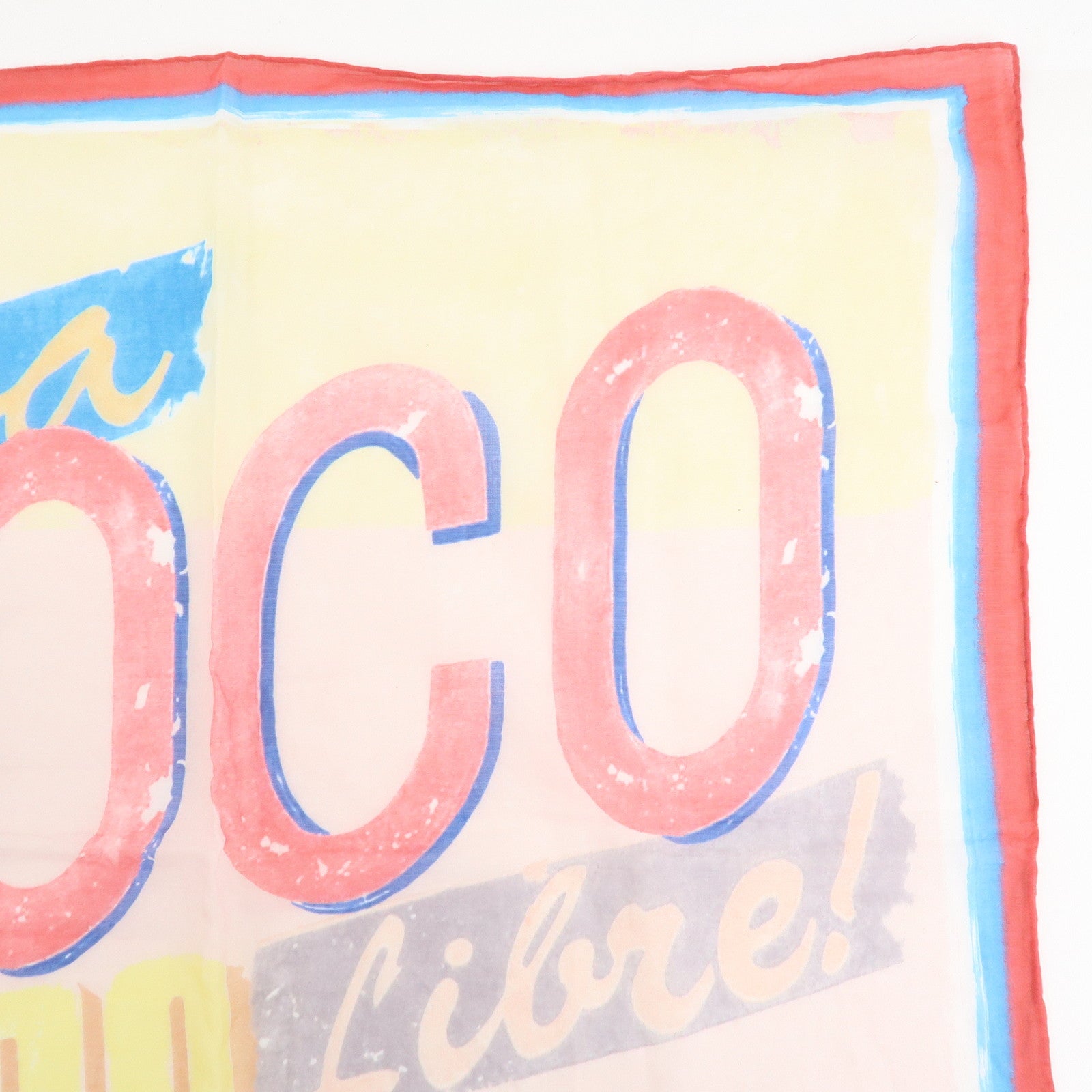 CHANEL Cotton 100％ Scarf Handkerchief Multicolor Pink Used