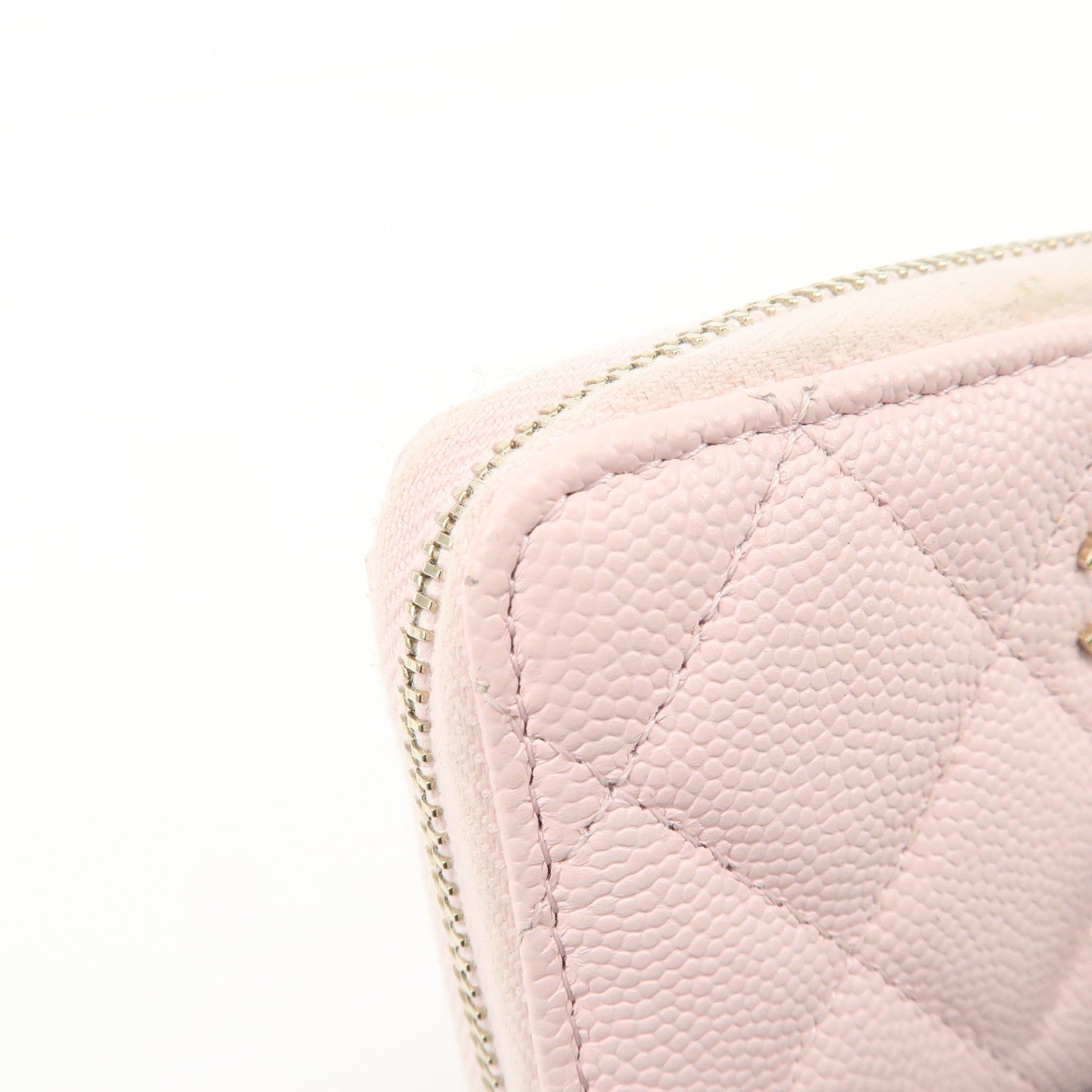 CHANEL Time Classic Matelasse Caviar Skin Zippy Coin Purse Pink AP0216 Used