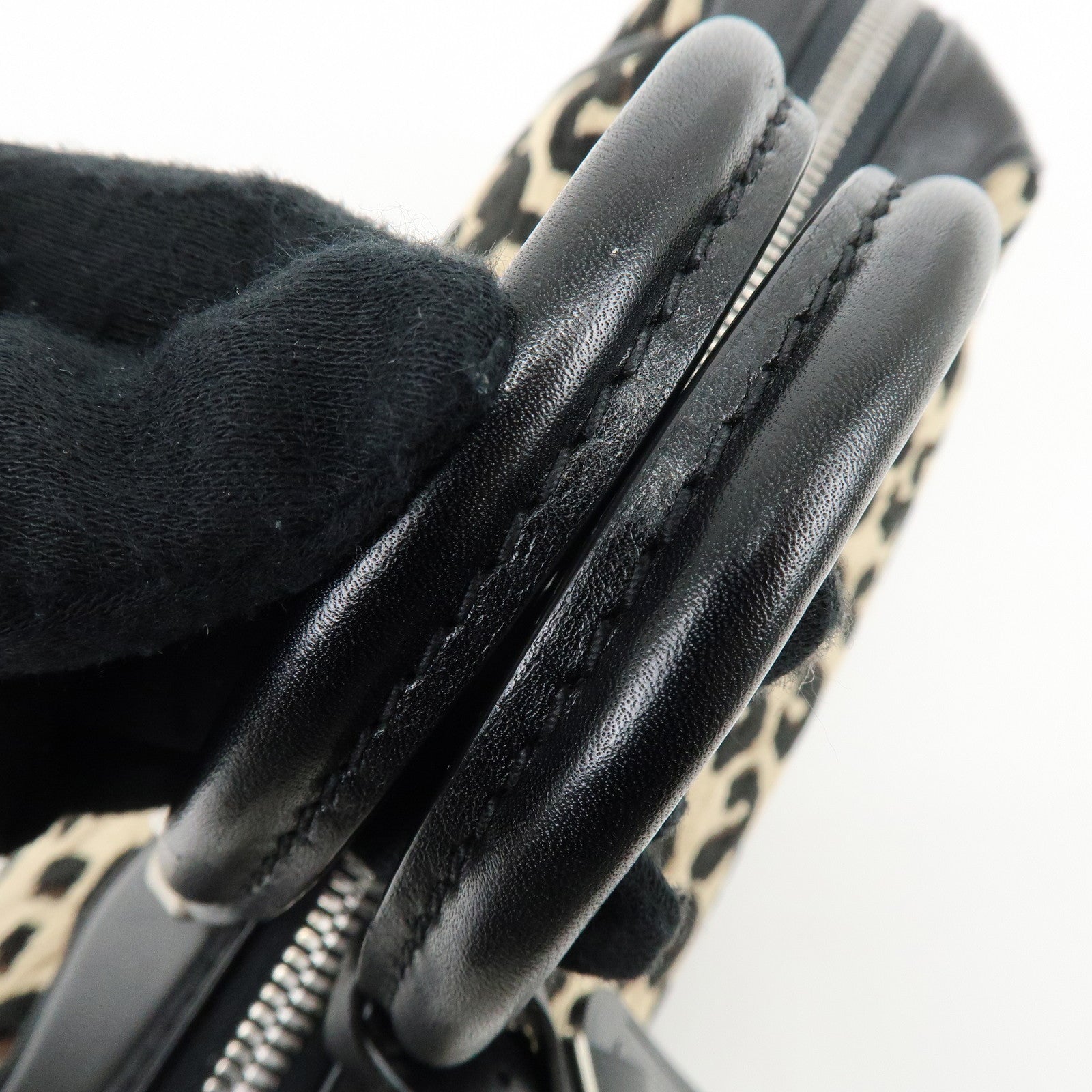 Louis Vuitton Jacquard Canvas Leather Leopard Baby Hand Bag M94257