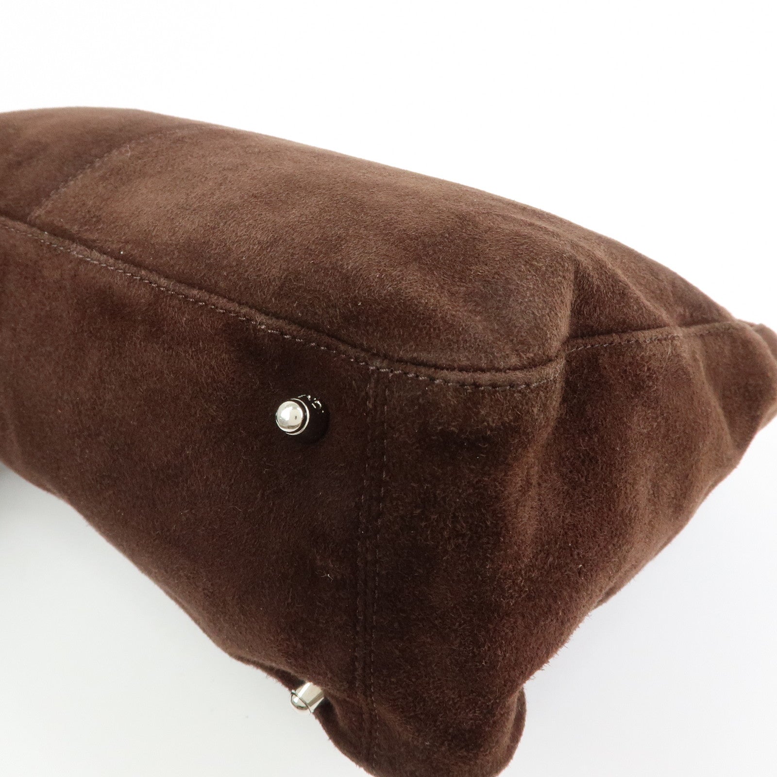 FENDI Suede Leather Tote Bag Hand Bag Brown 26329