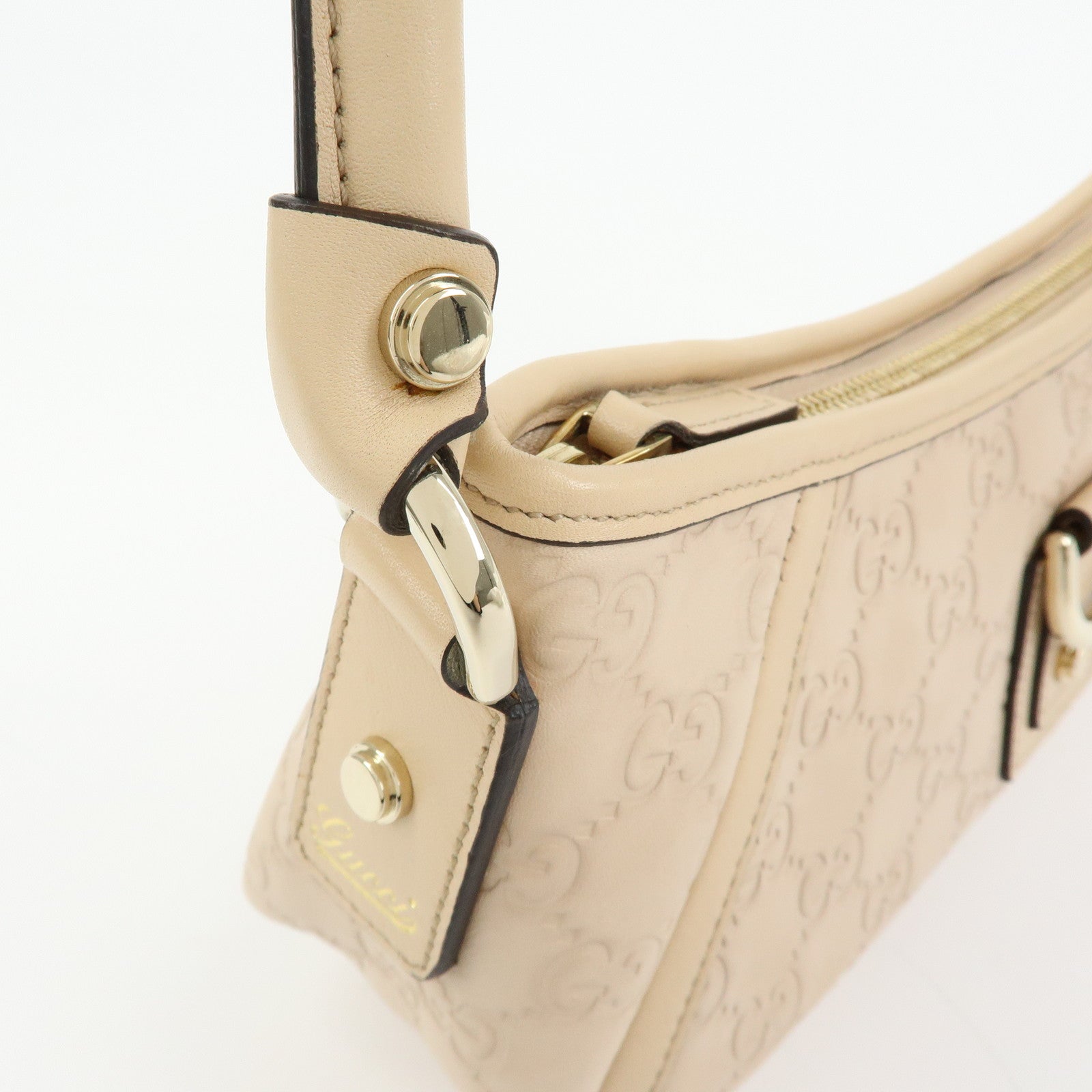 GUCCI Abbey Guccissima Leather Hand Bag Shoulder Bag Beige 130939