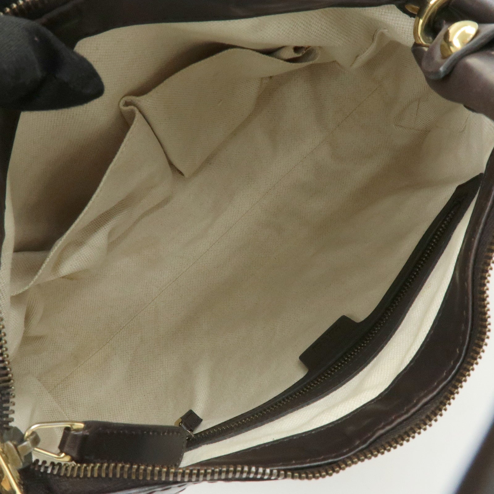 GUCCI Interlocking G Canvas Leather Shoulder Bag Beige 282298