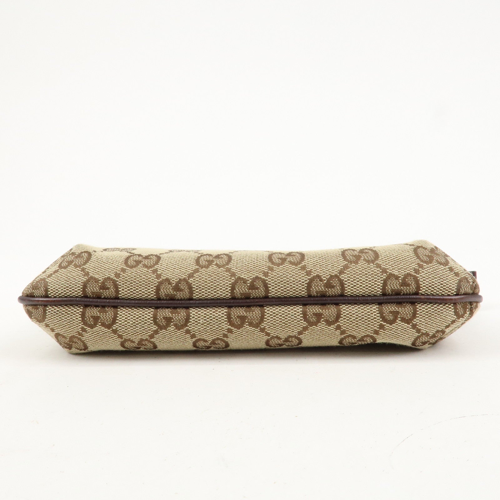 GUCCI Sherry GG Canvas Leather Pouch Hand Bag Beige Brown 152507