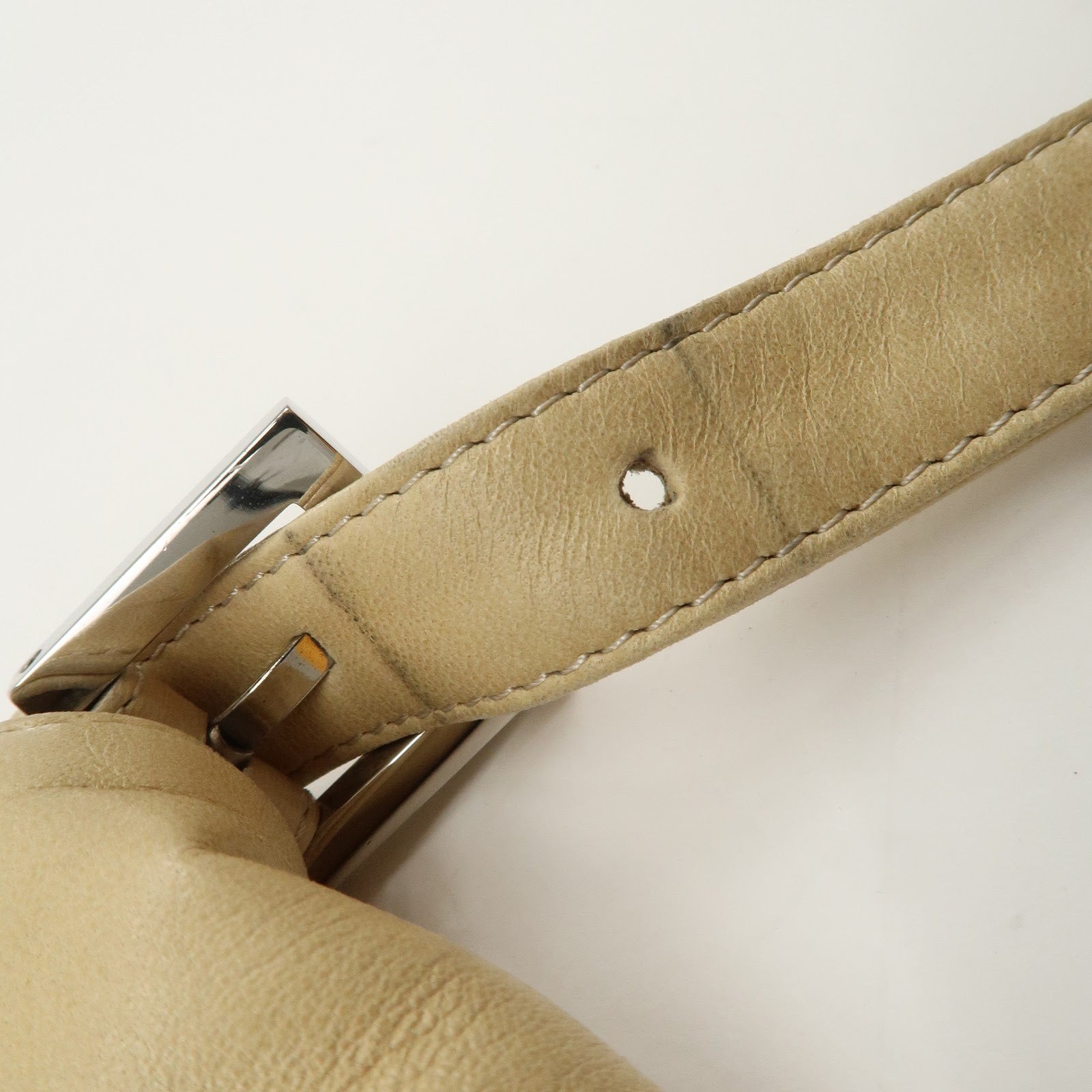 FENDI Mamma Baguette Leather Shoulder Bag Hand Bag Ivory 26424