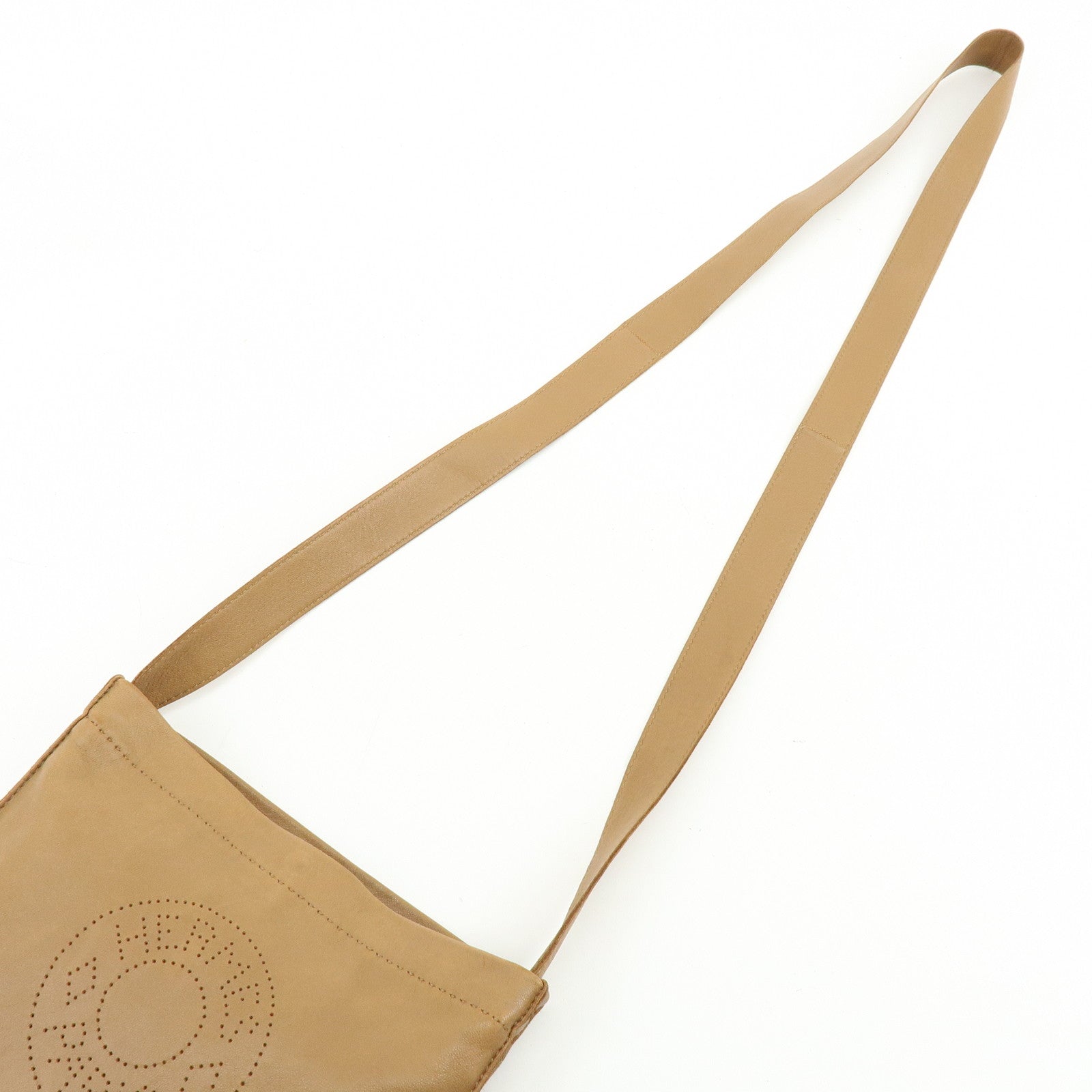 HERMES Leather Clou de Selle Shoulder Bag Crossbody Bag Brown