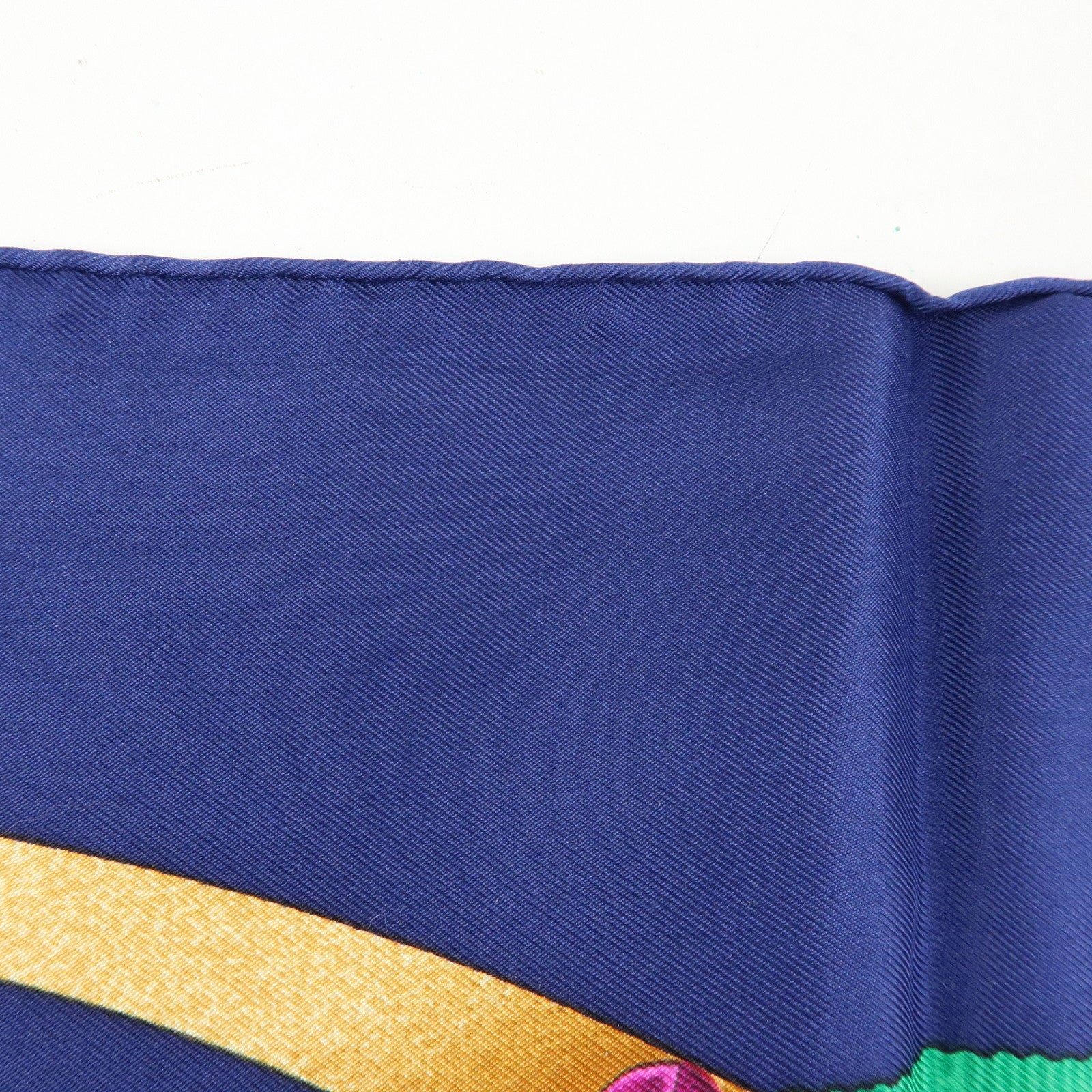 HERMES Carre 90 Silk 100% Scarf Grand Manege Navy Gold