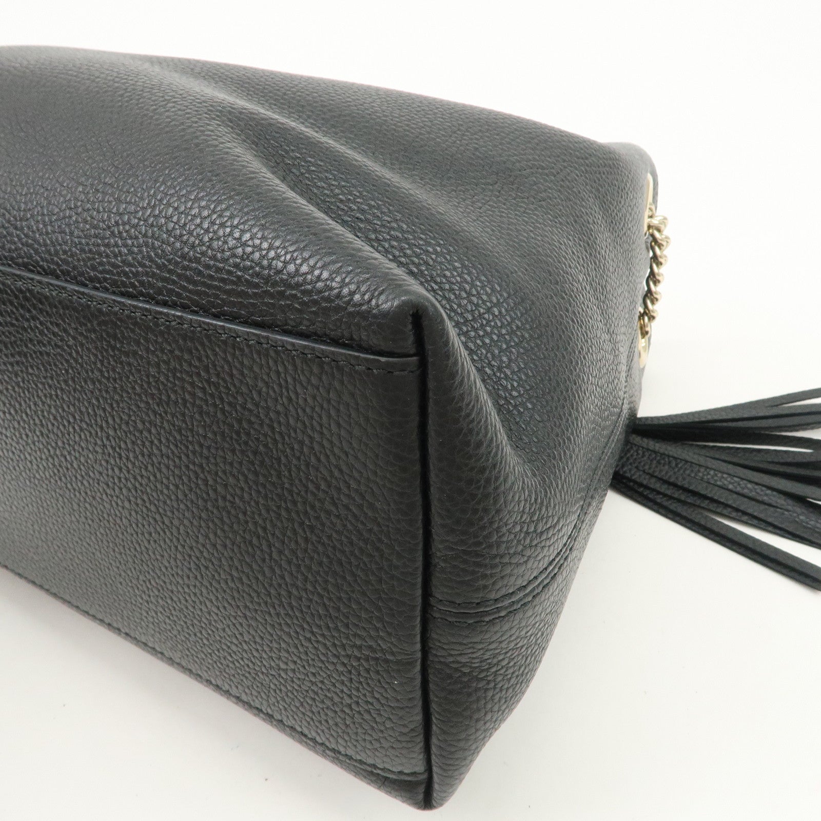 GUCCI SOHO Interlocking G Leather Chain Shoulder Bag Black 536196